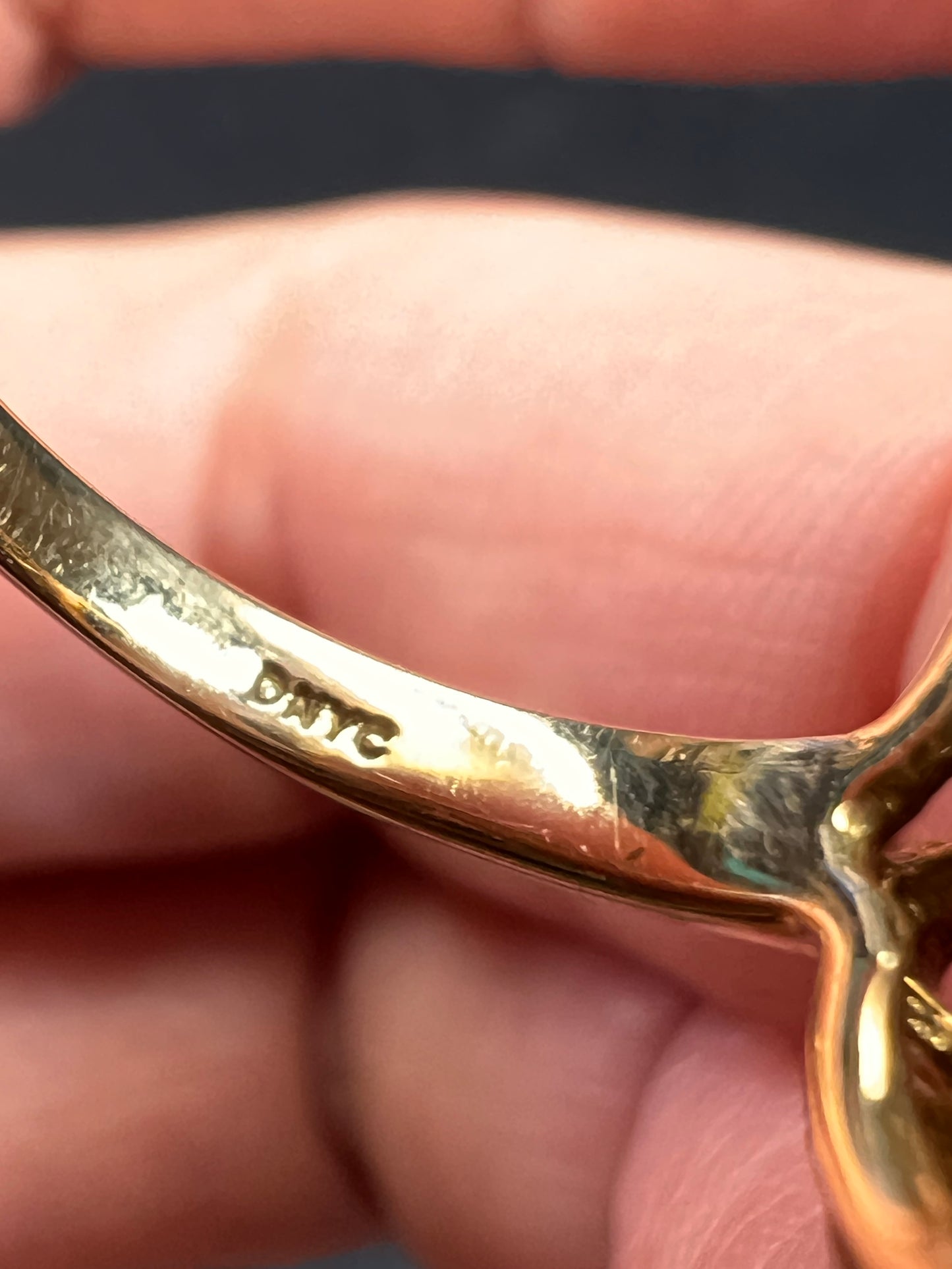 Vintage 10K Yellow Gold Prasiolite (Green Amethyst) Filigree Statement Ring Size 7