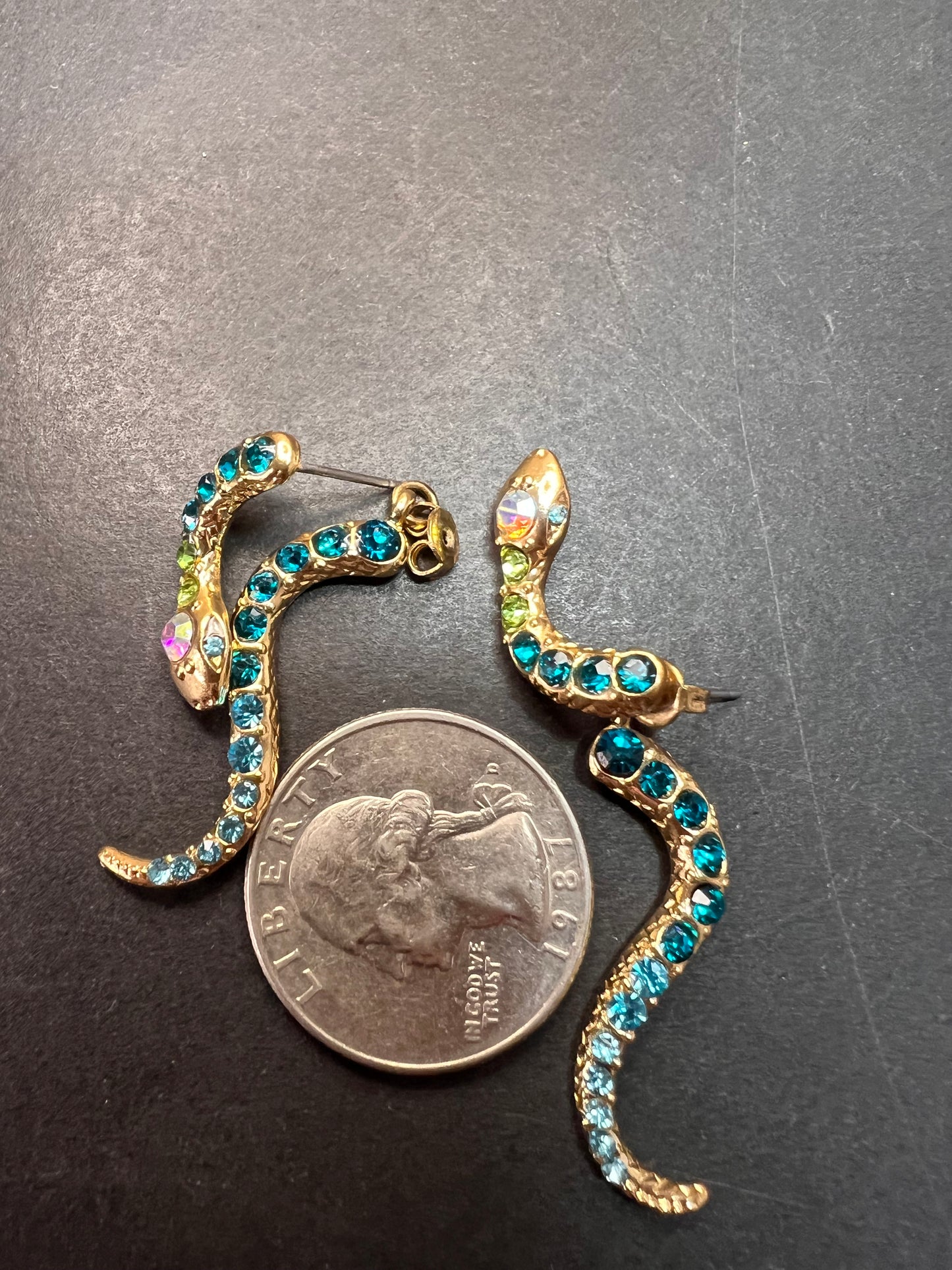 Betsey Johnson Gold-Tone Pavé Crystal Snake Front and Back Earrings
