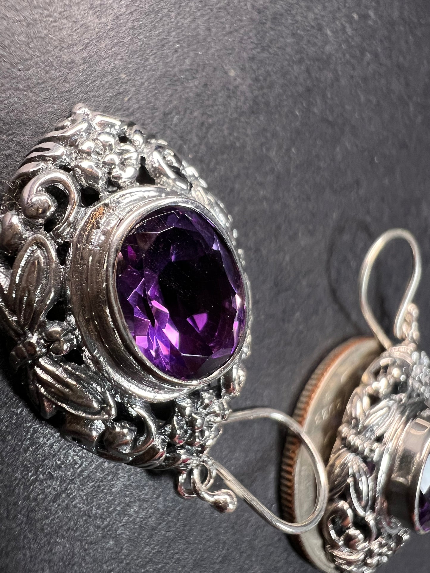 NEW Bali rose de France amethyst sterling silver dragonfly earrings