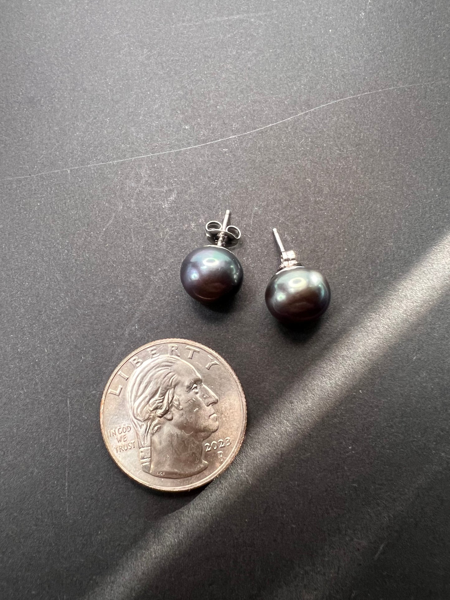 Honora 10mm black pearl sterling silver stud earrings