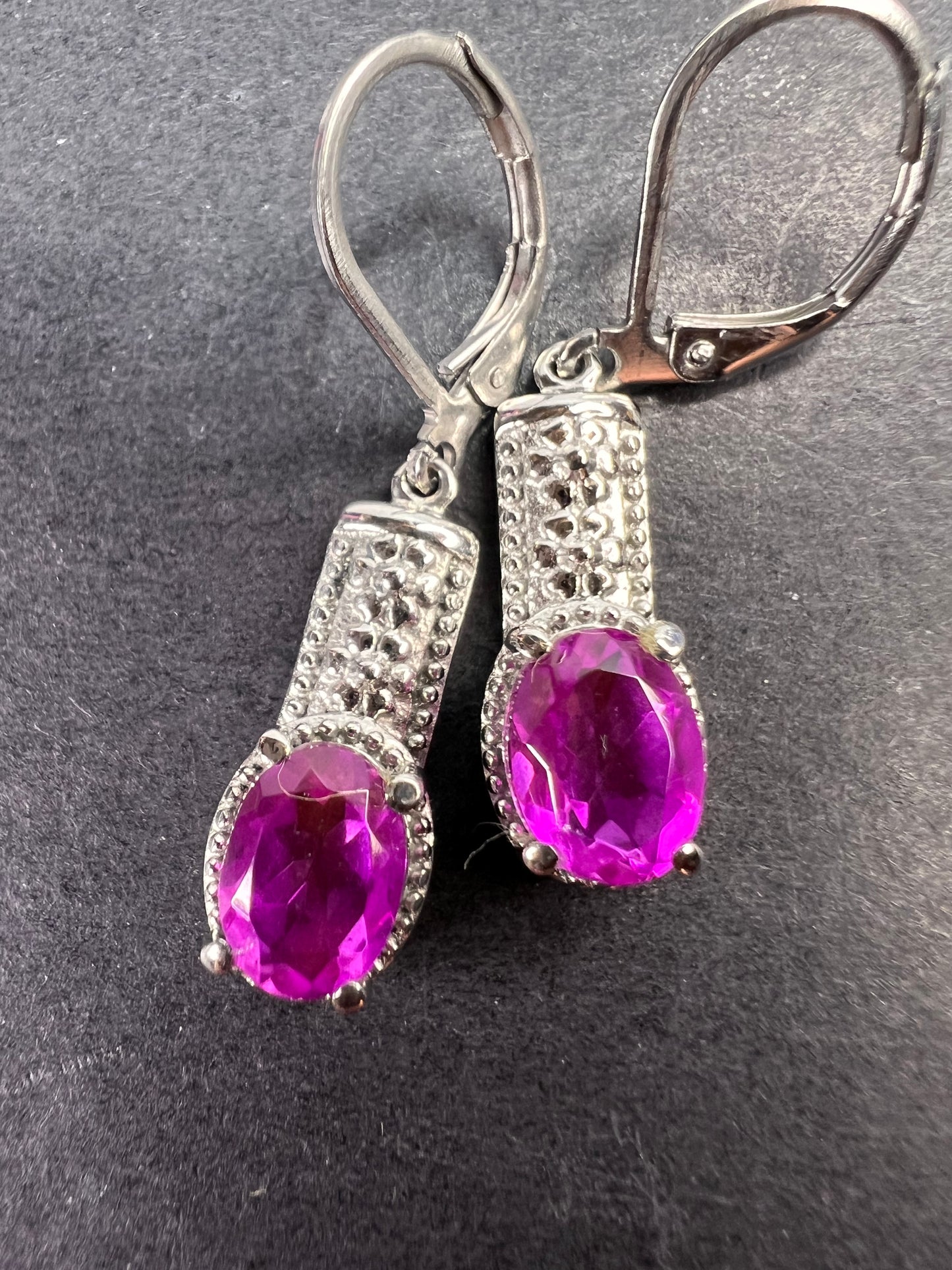 Radiant orchid quartz dangle earrings in stainless steel *NEW*