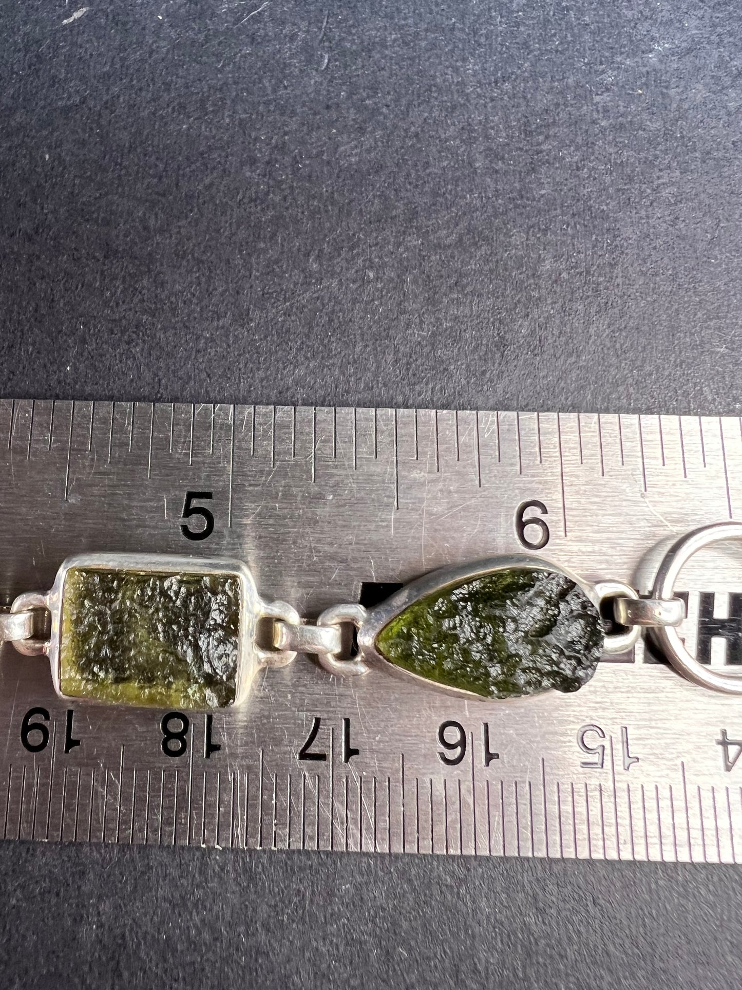 SOLD NEW Moldavite old stock sterling silver toggle bracelet