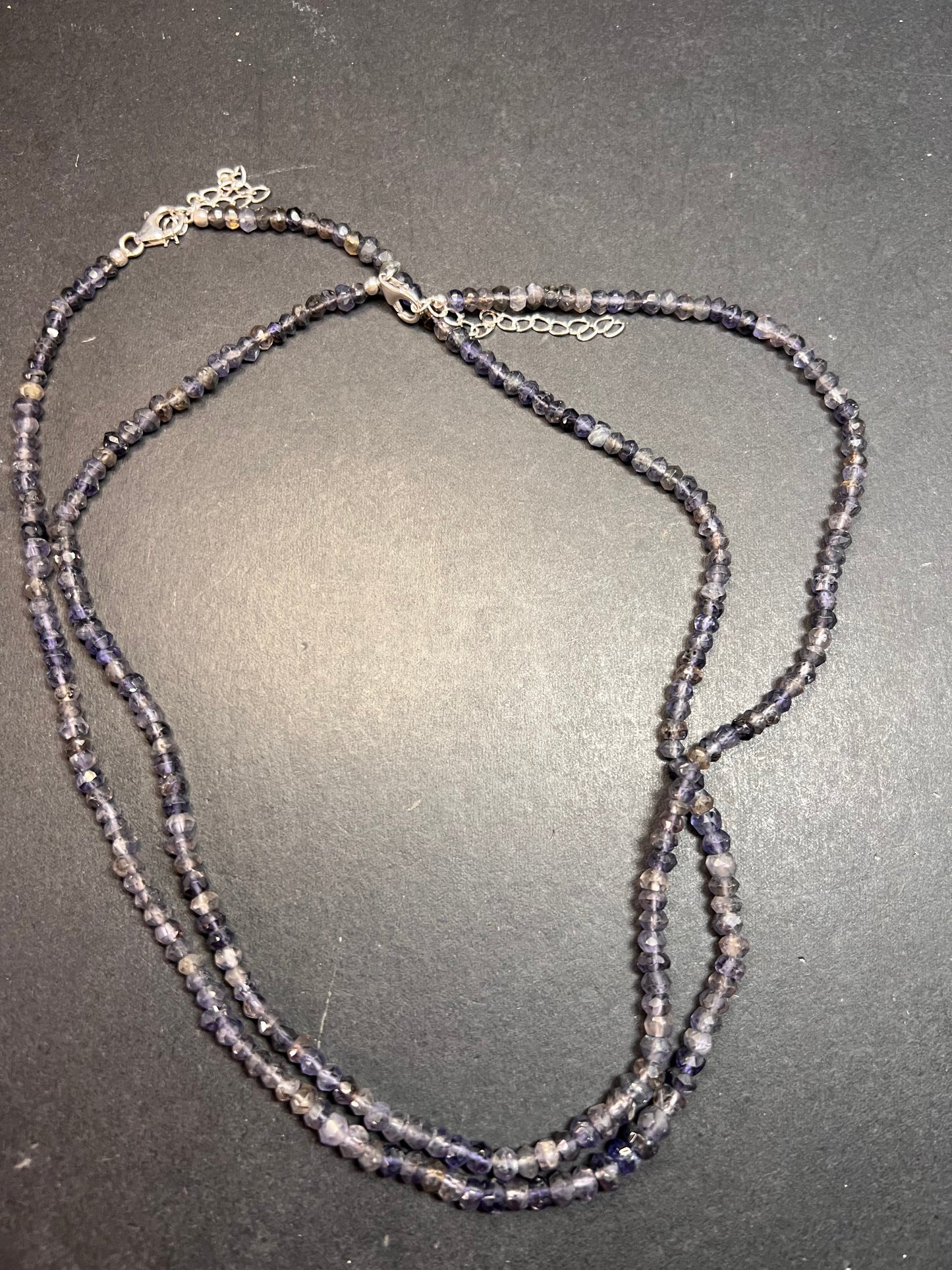 NEW faceted iolite necklace with sterling silver clasp