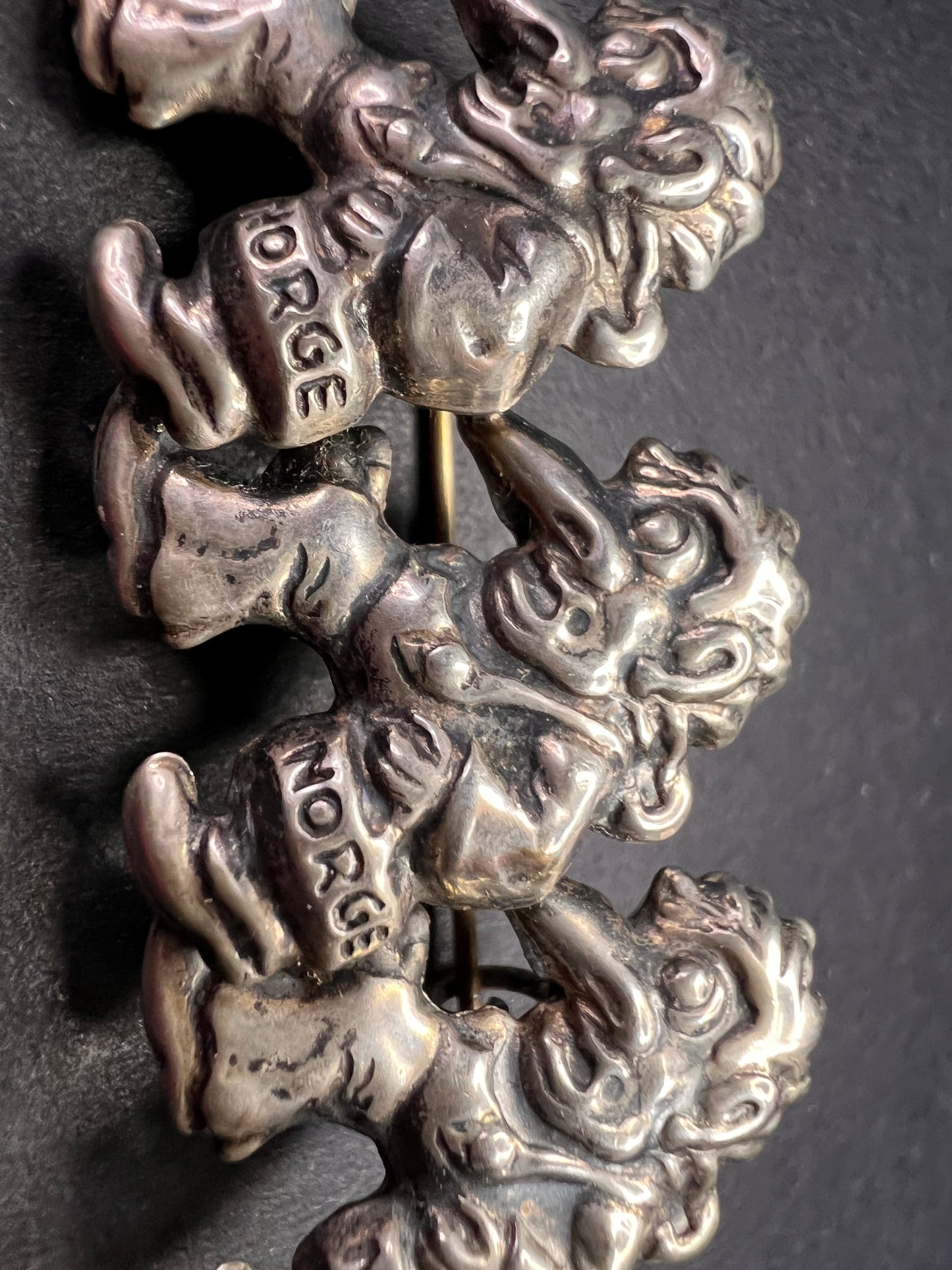 Rare vintage sterling silver Norwegian Norge troll brooch