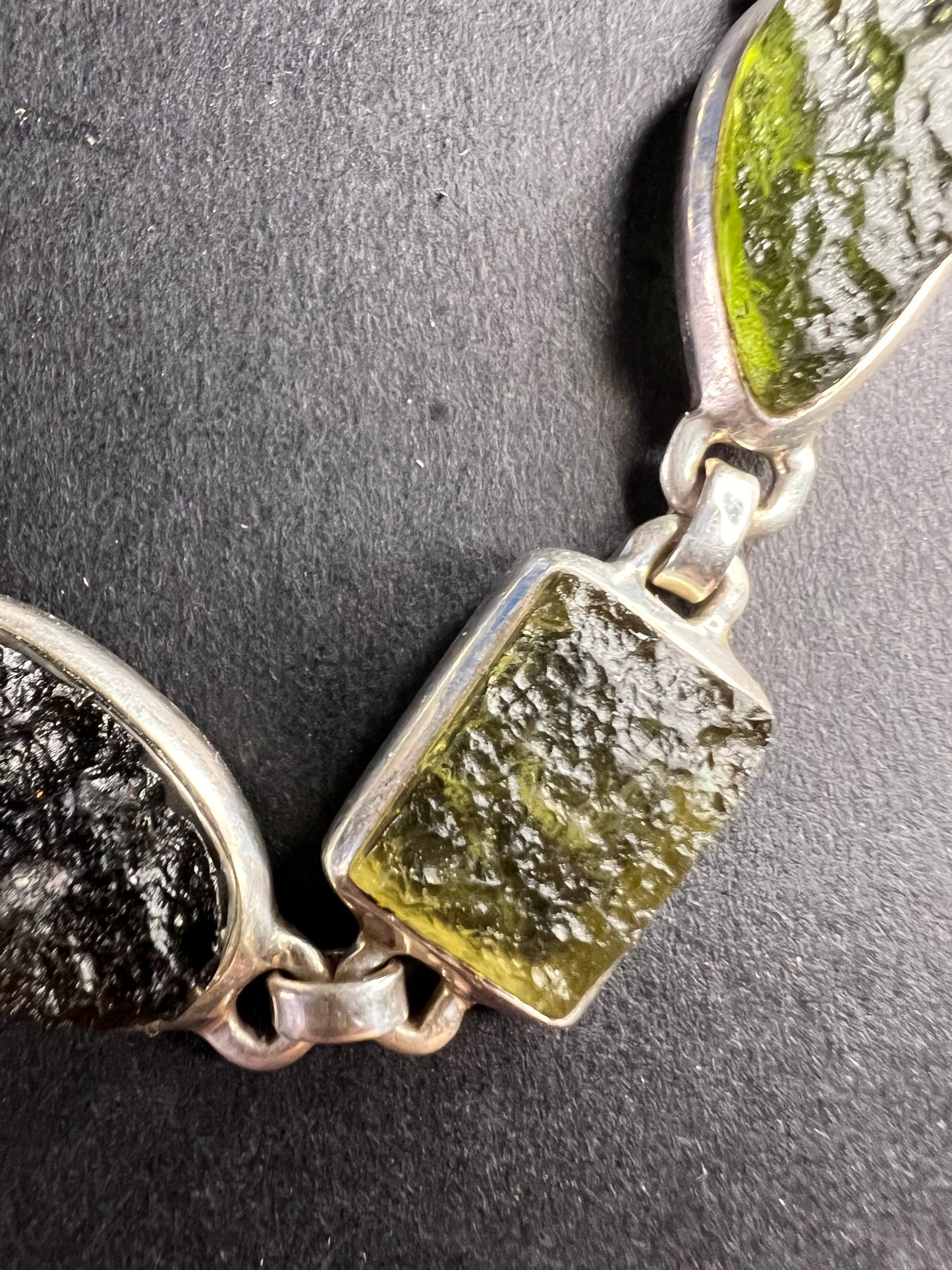 SOLD NEW Moldavite old stock sterling silver toggle bracelet