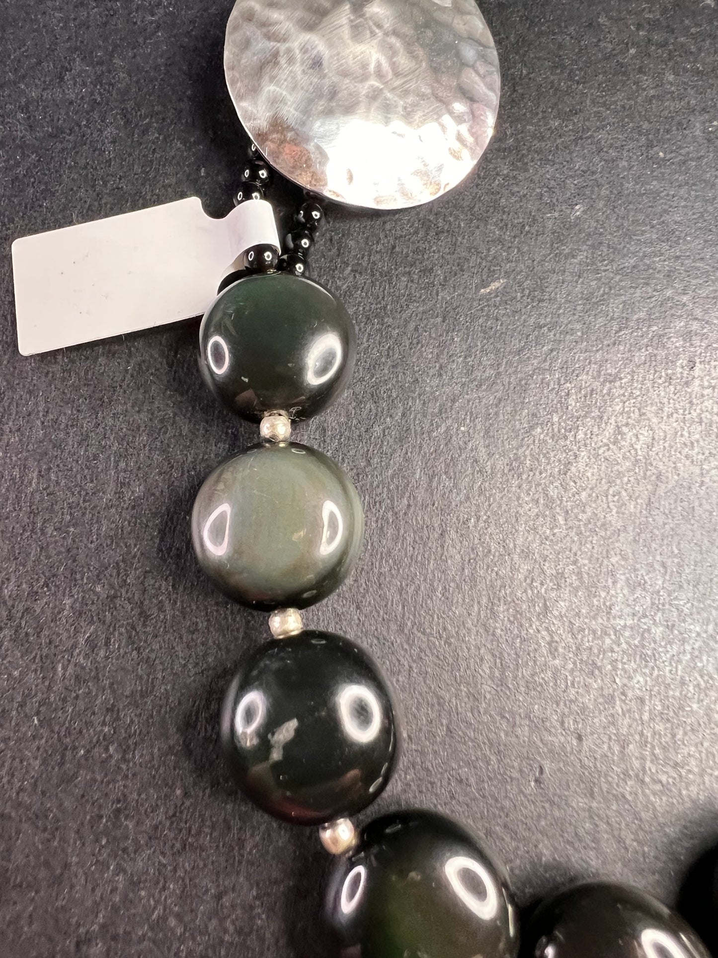 NEW rainbow obsidian and sterling silver necklace