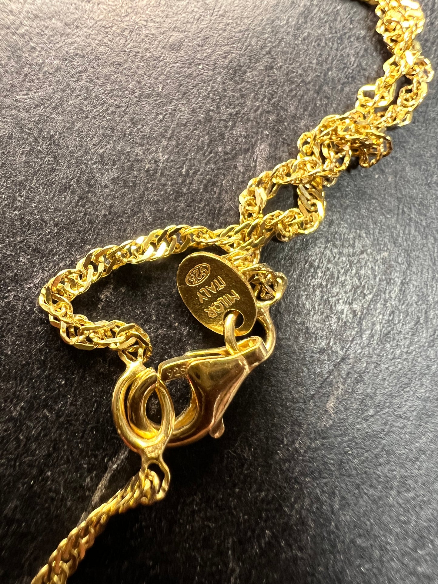 NEW Gold Plated Sterling Silver CZ Heart Lock Necklace 18”