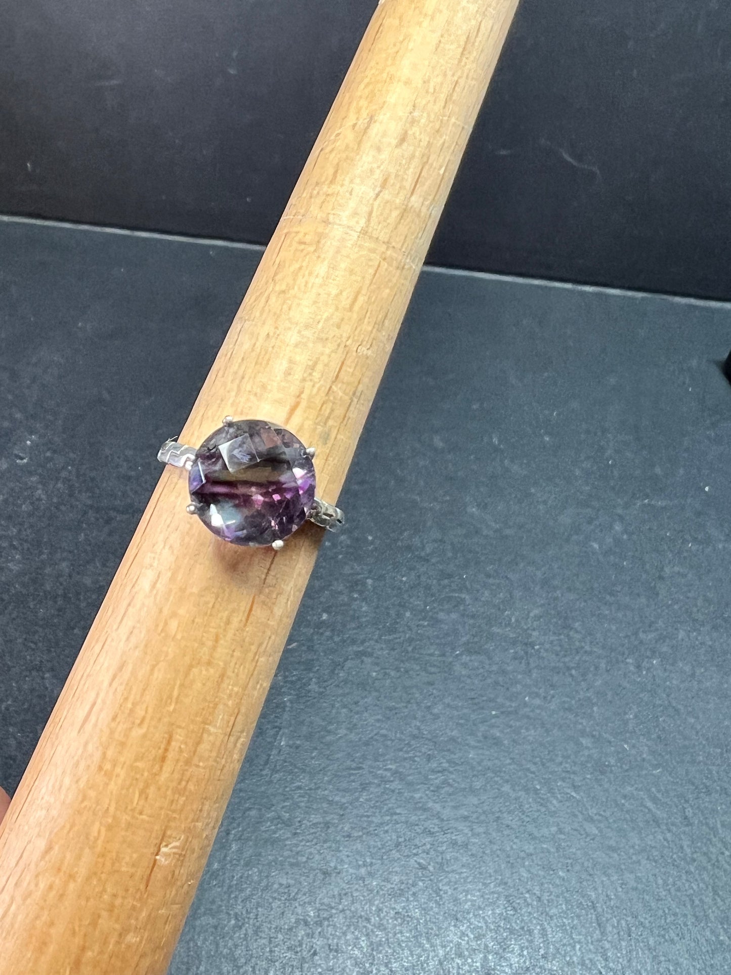 Vintage Sterling Silver Rainbow Fluorite Ring Size 9