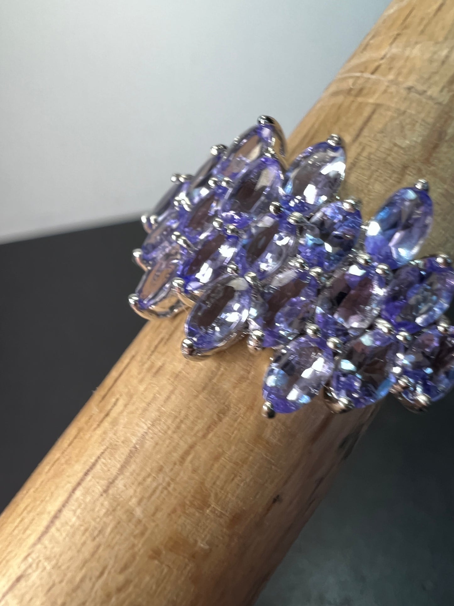 Tanzanite rhodium over sterling silver ring size 8