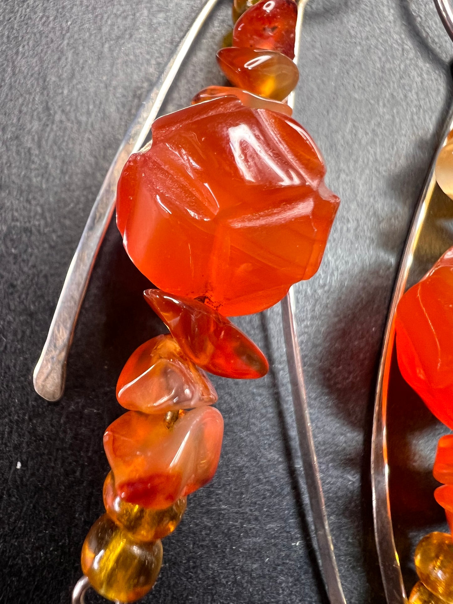Vintage carnelian sterling silver dangle earrings