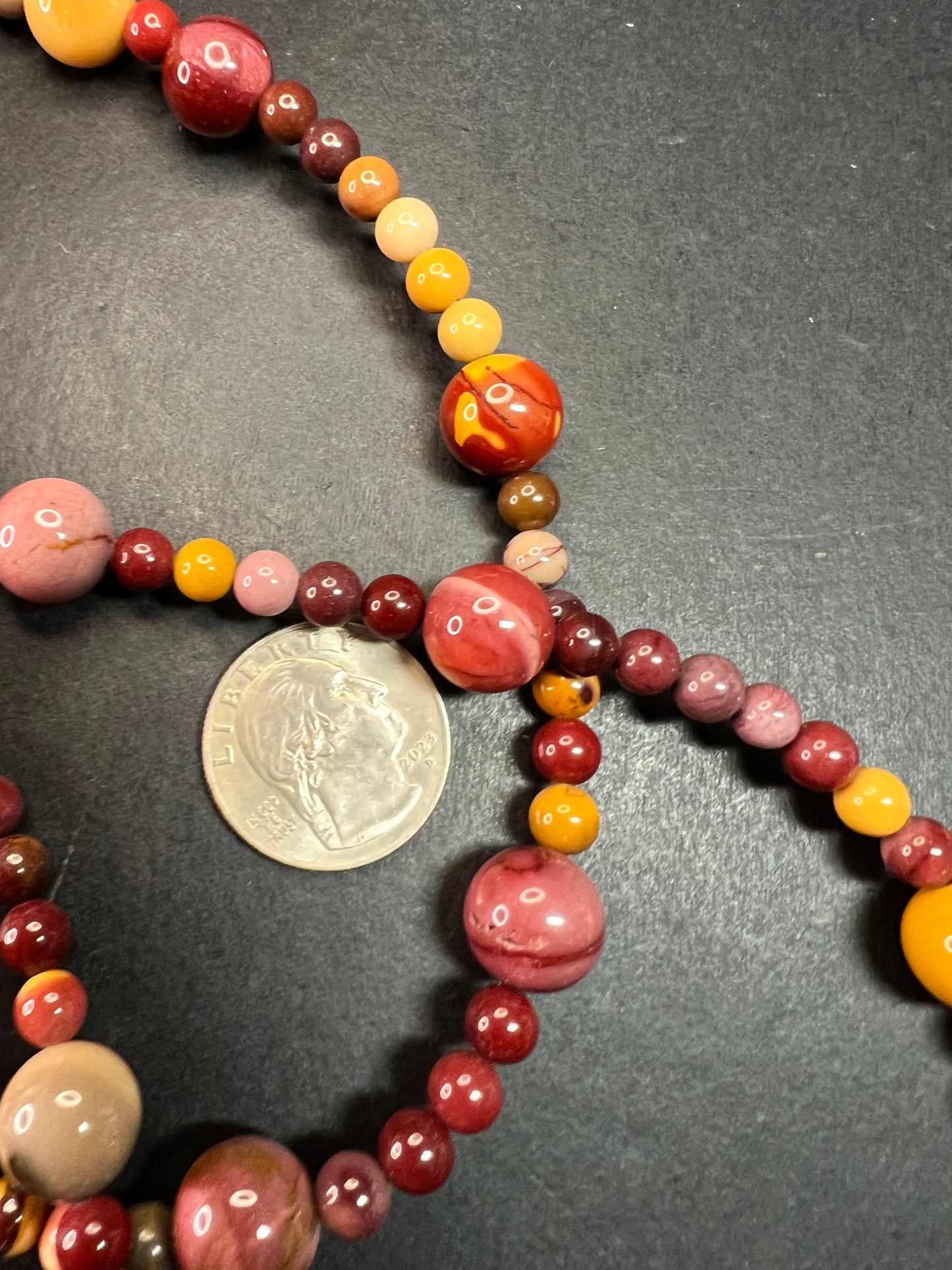 NEW Mookaite Jasper station 36 inch necklace with sterling silver clasp