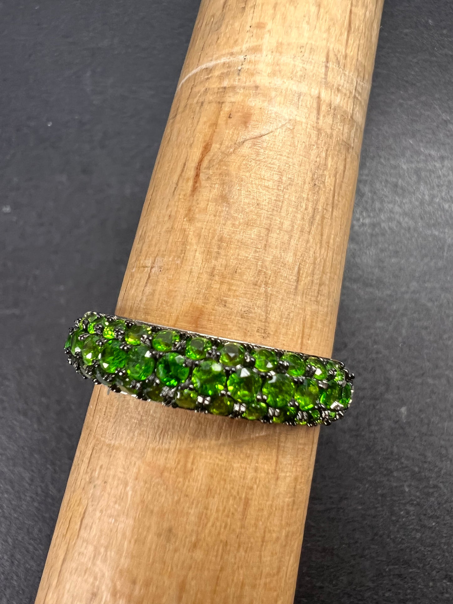 Green Chrome Diopside Rhodium Over Sterling Silver Ring 1.18ctw size 9