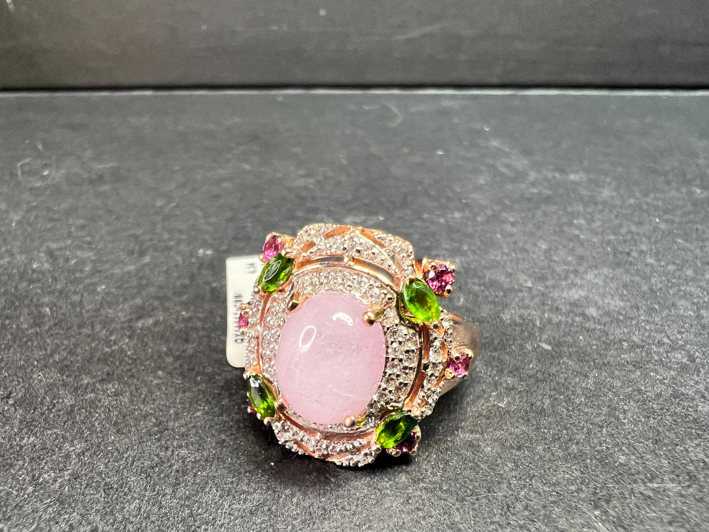NEW Kunzite Chrome Diopside Garnet Zircon 925 Rose Gold Ring Sz 7