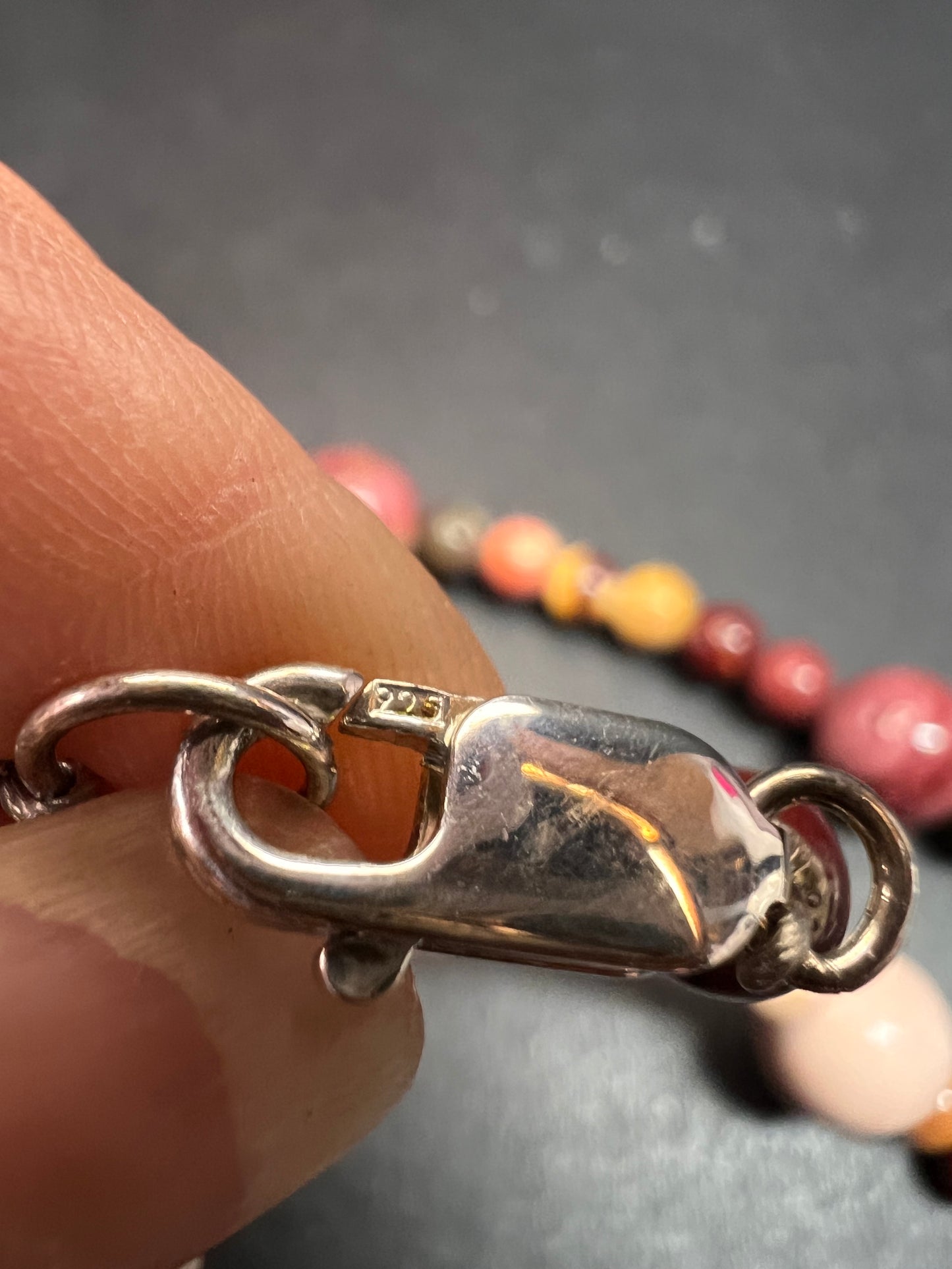 NEW Mookaite Jasper station 36 inch necklace with sterling silver clasp