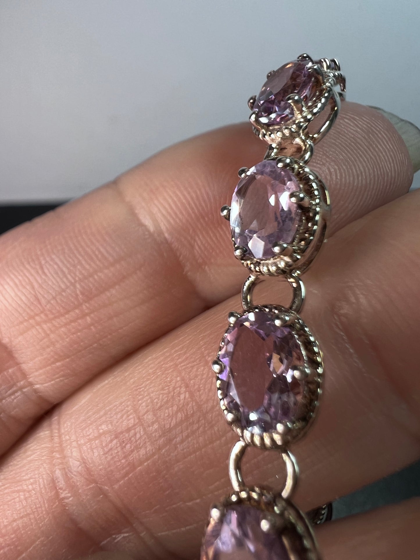 Rose de France amethyst sterling silver bracelet