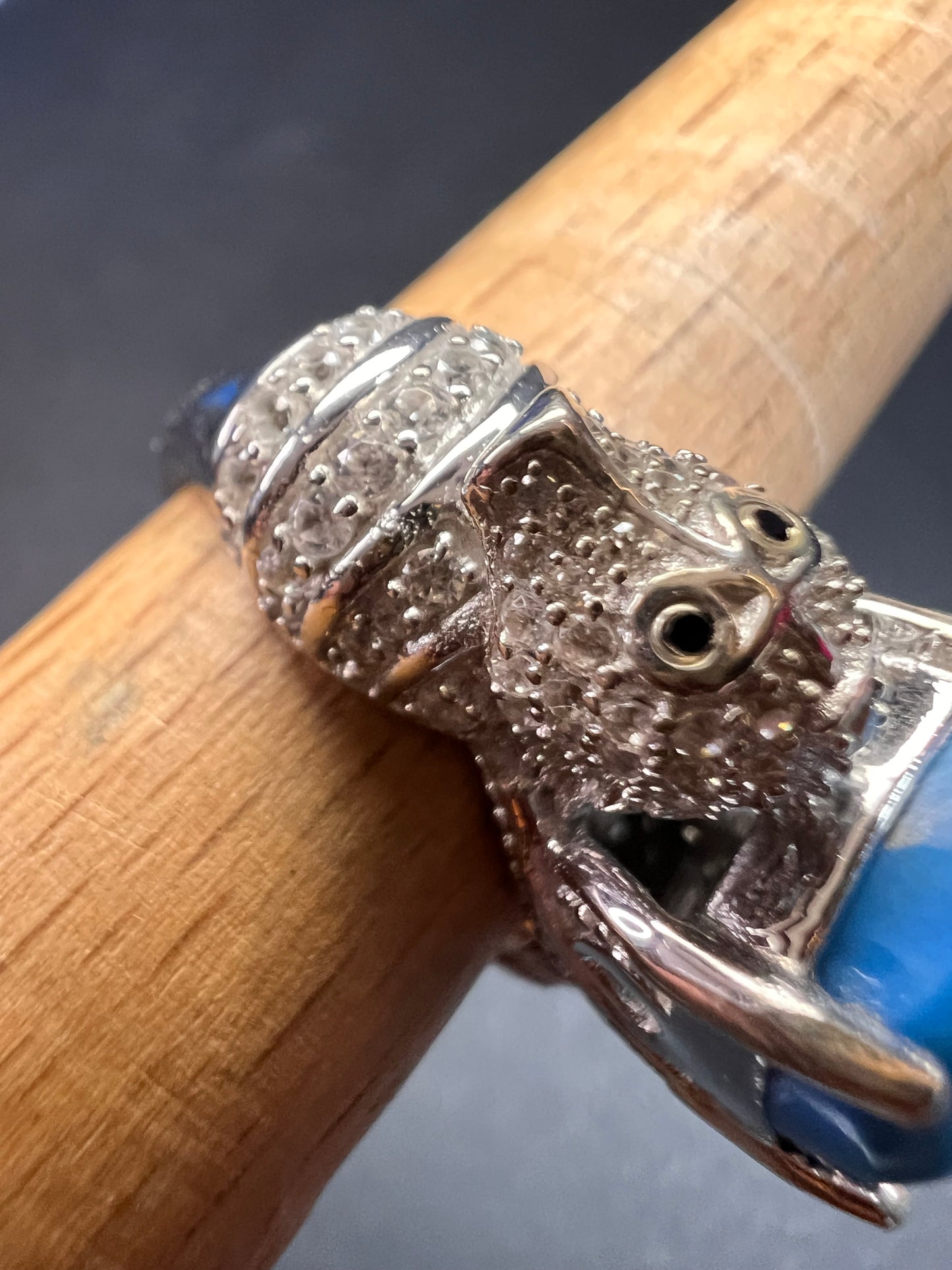 NEW Ceruleite and zircon seahorse ring in sterling silver size 8