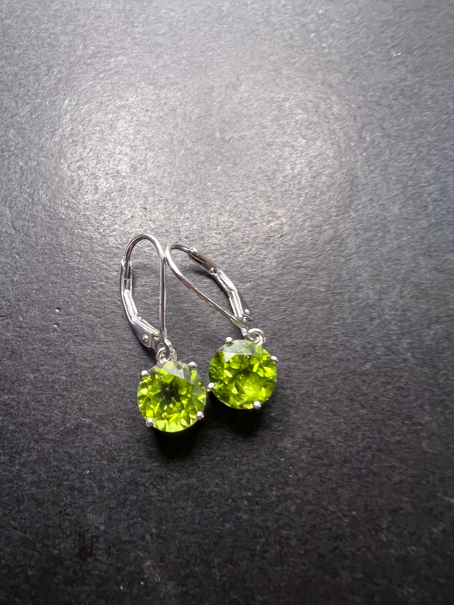 Green Peridot Sterling Silver Solitaire Earrings