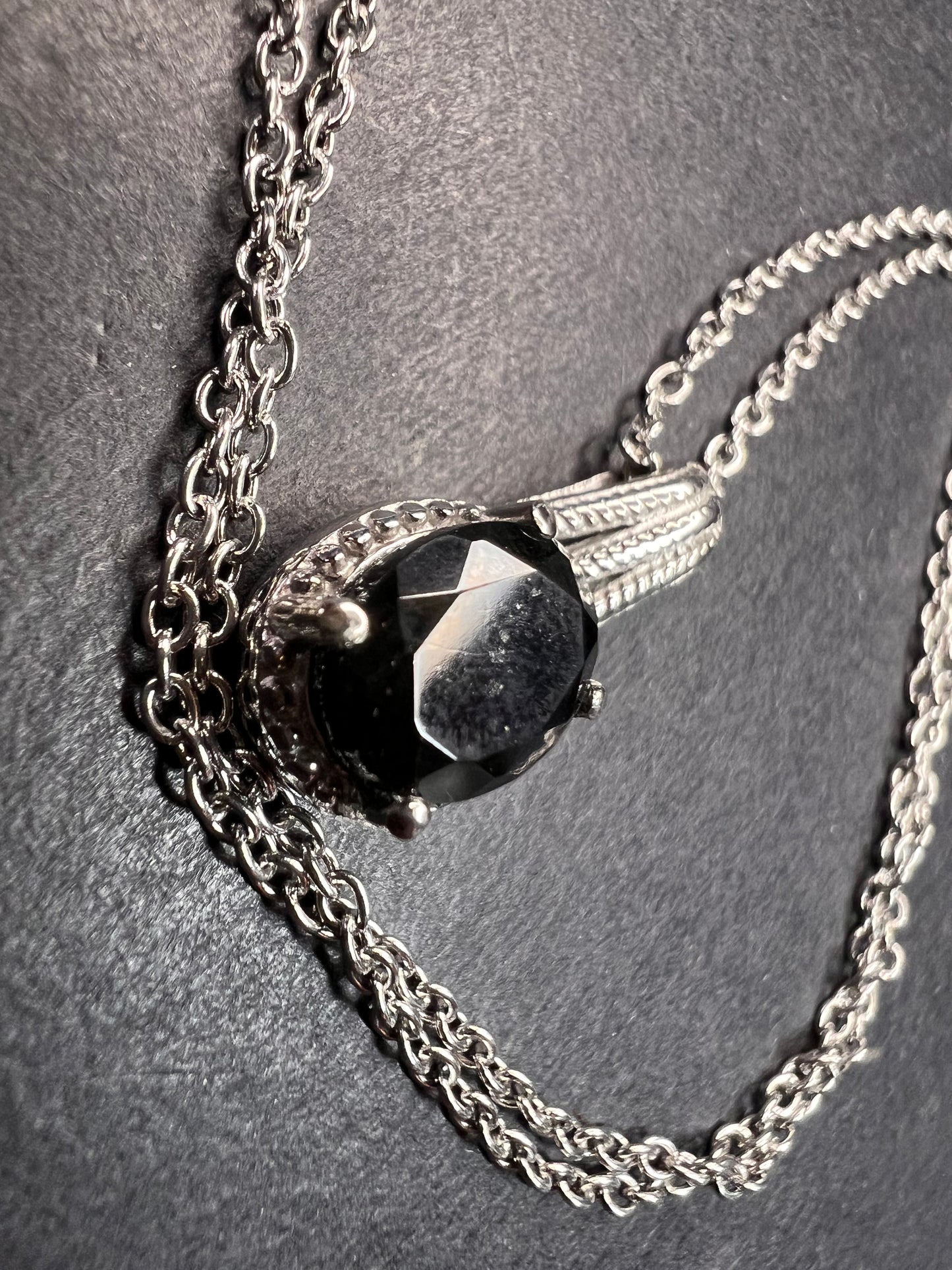 NEW black tourmaline stainless steel pendant and chain