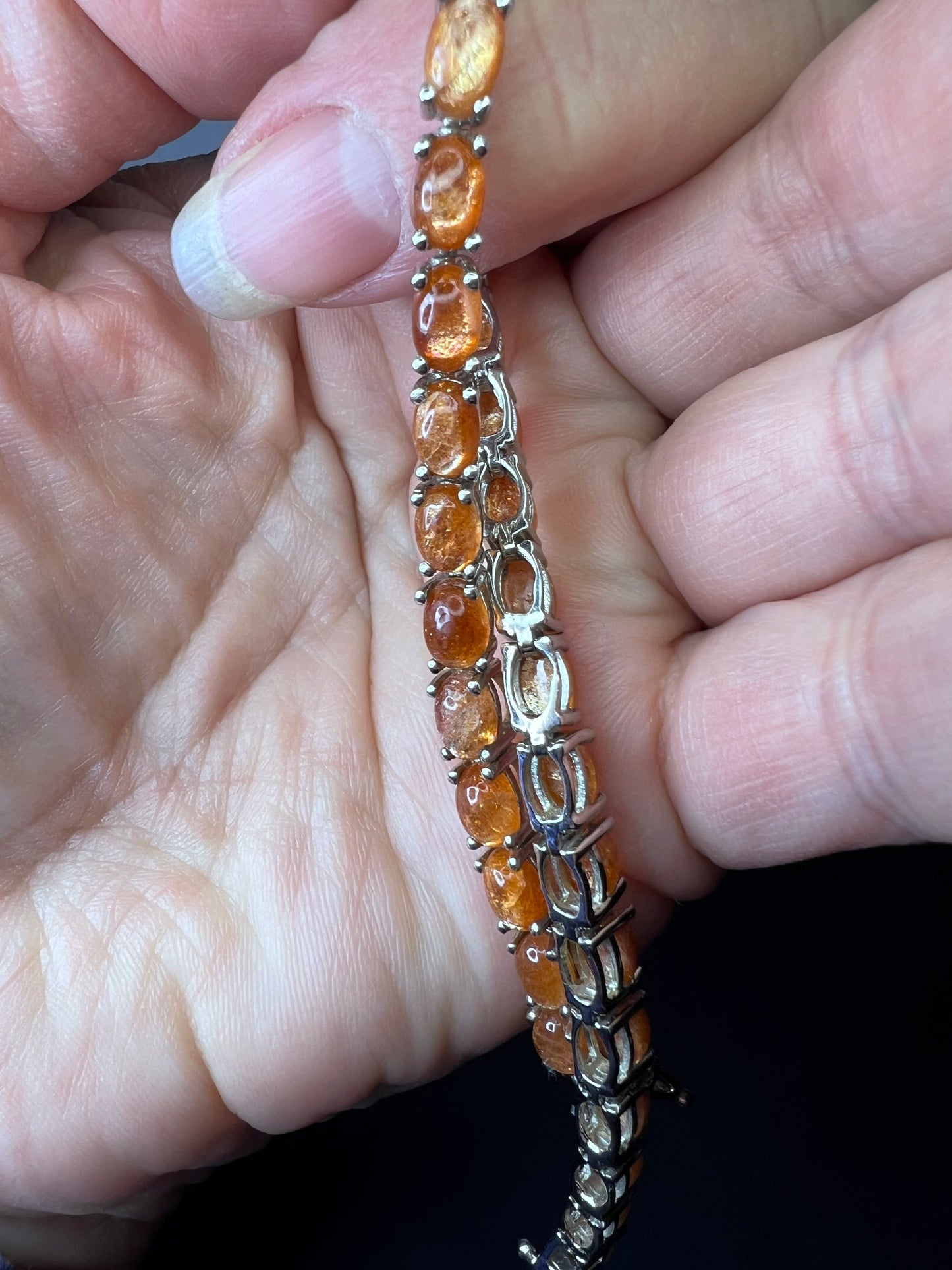 Korevora sunstone tennis bracelet in platinum over sterling silver