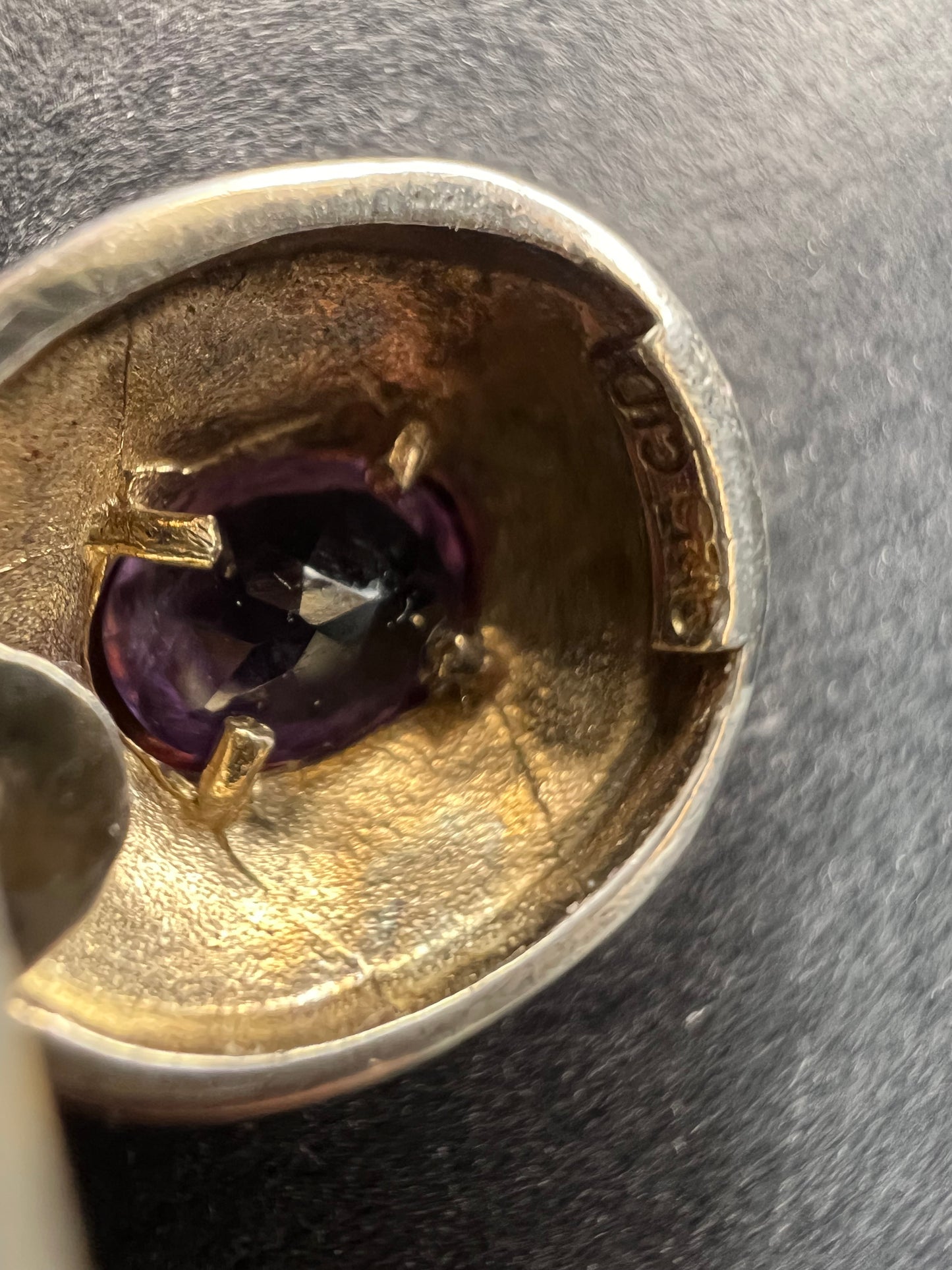 Vintage Sterling Silver Amethyst Modernist Stud Earrings