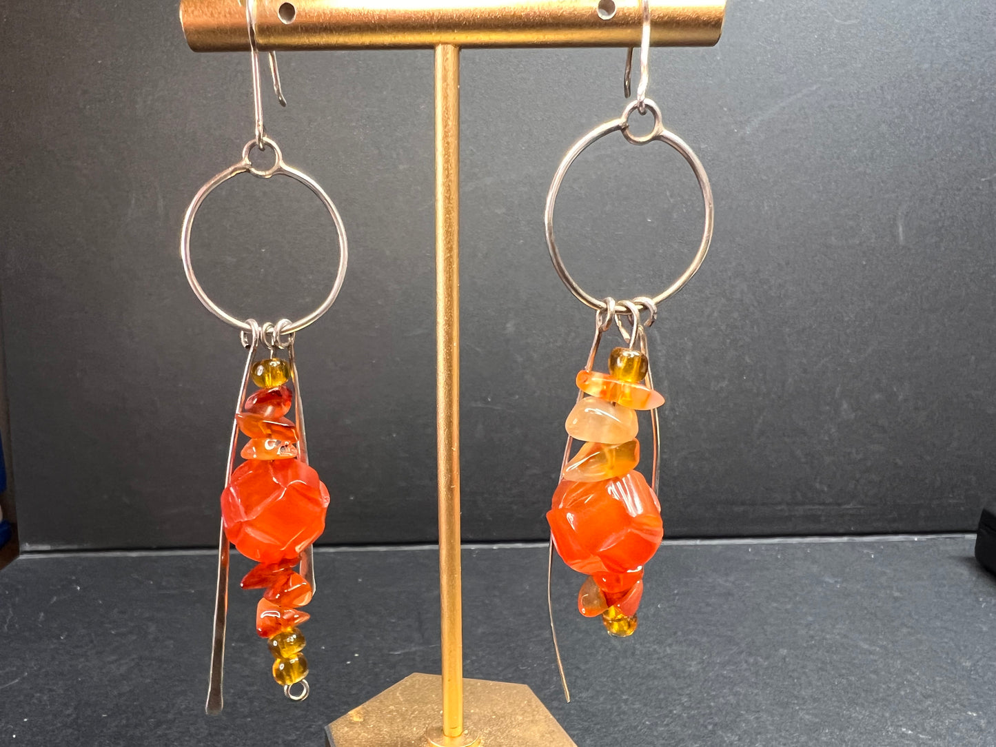 Vintage carnelian sterling silver dangle earrings
