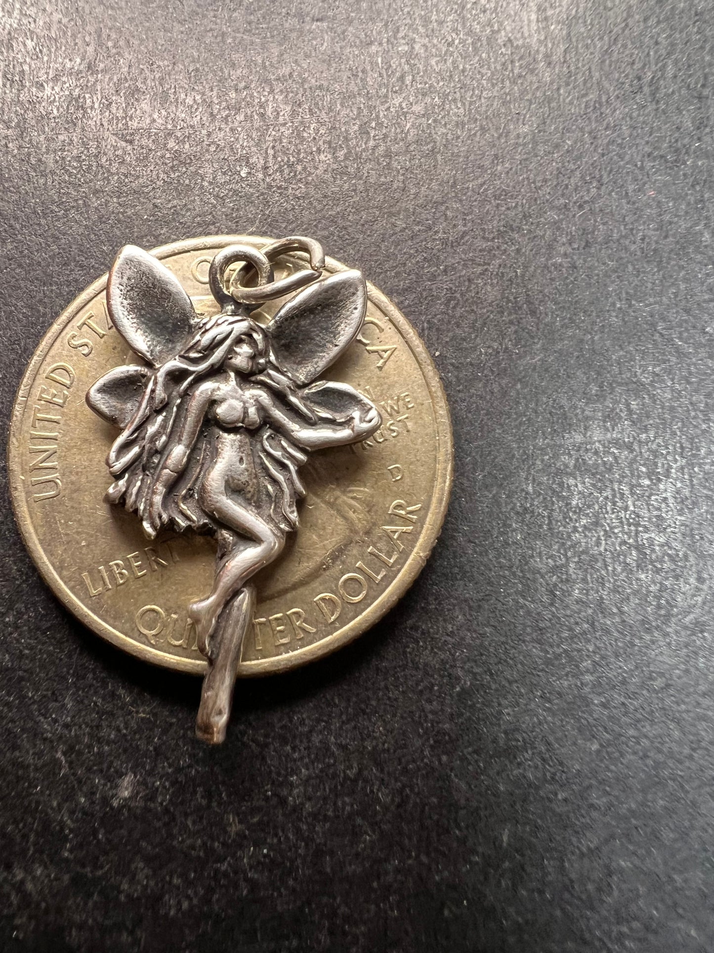 Vintage Sterling Silver Fairy Pendant 925 Fantasy Charm