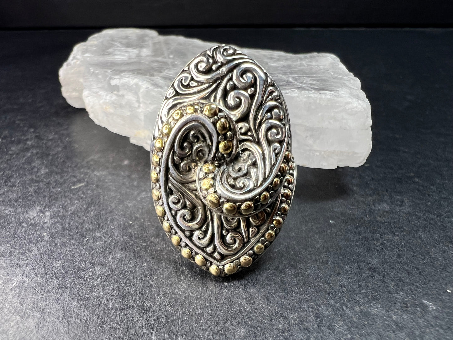 Samuel B Bali Sterling Silver Ring w 18K Gold Accents Size 6