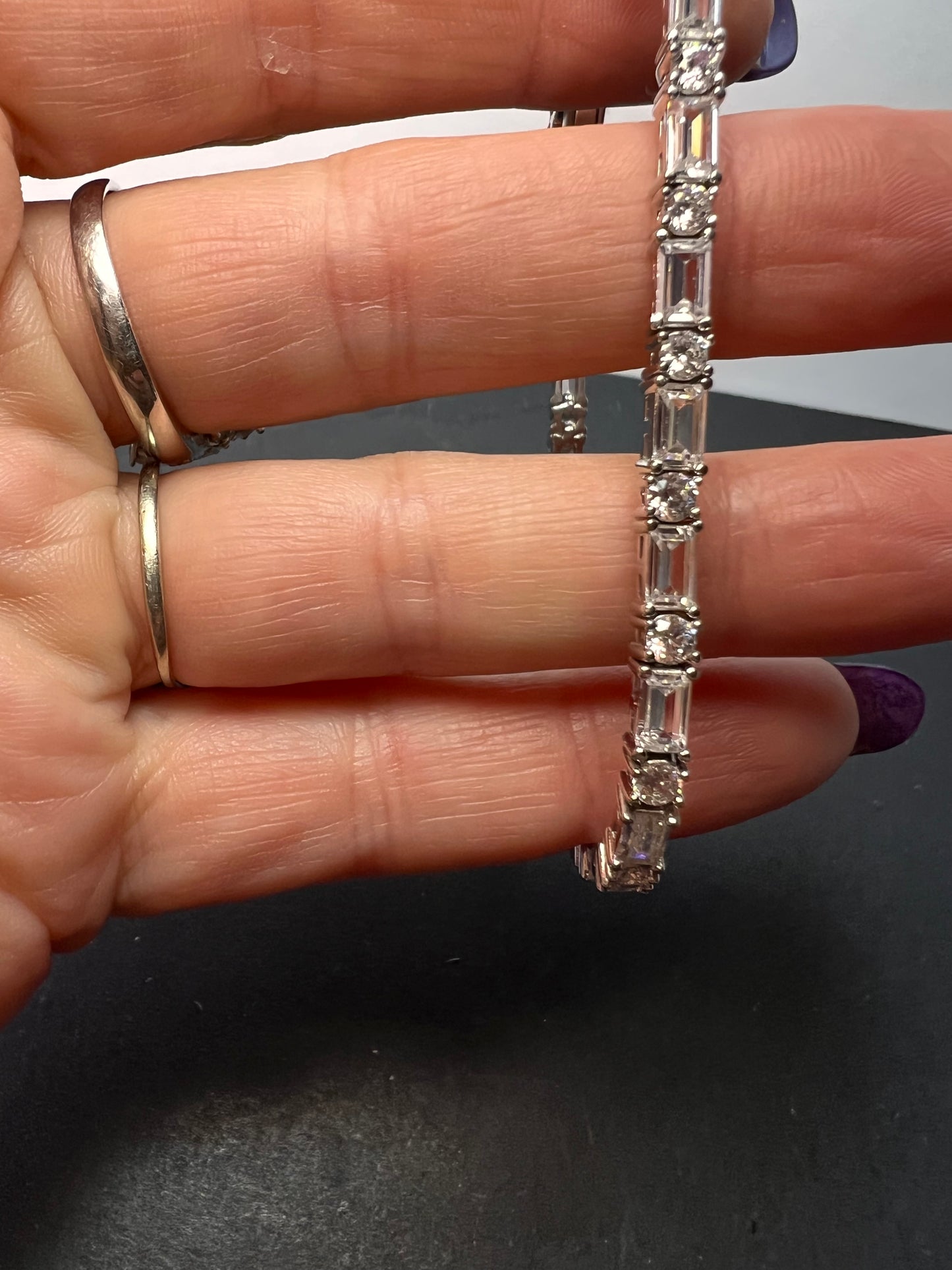 Cubic zirconia sterling silver tennis bracelet