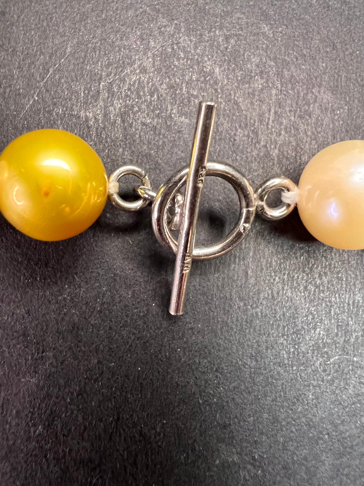 Multicolor Cultured Pearl Necklace 18” 925 WW Sterling Toggle Clasp