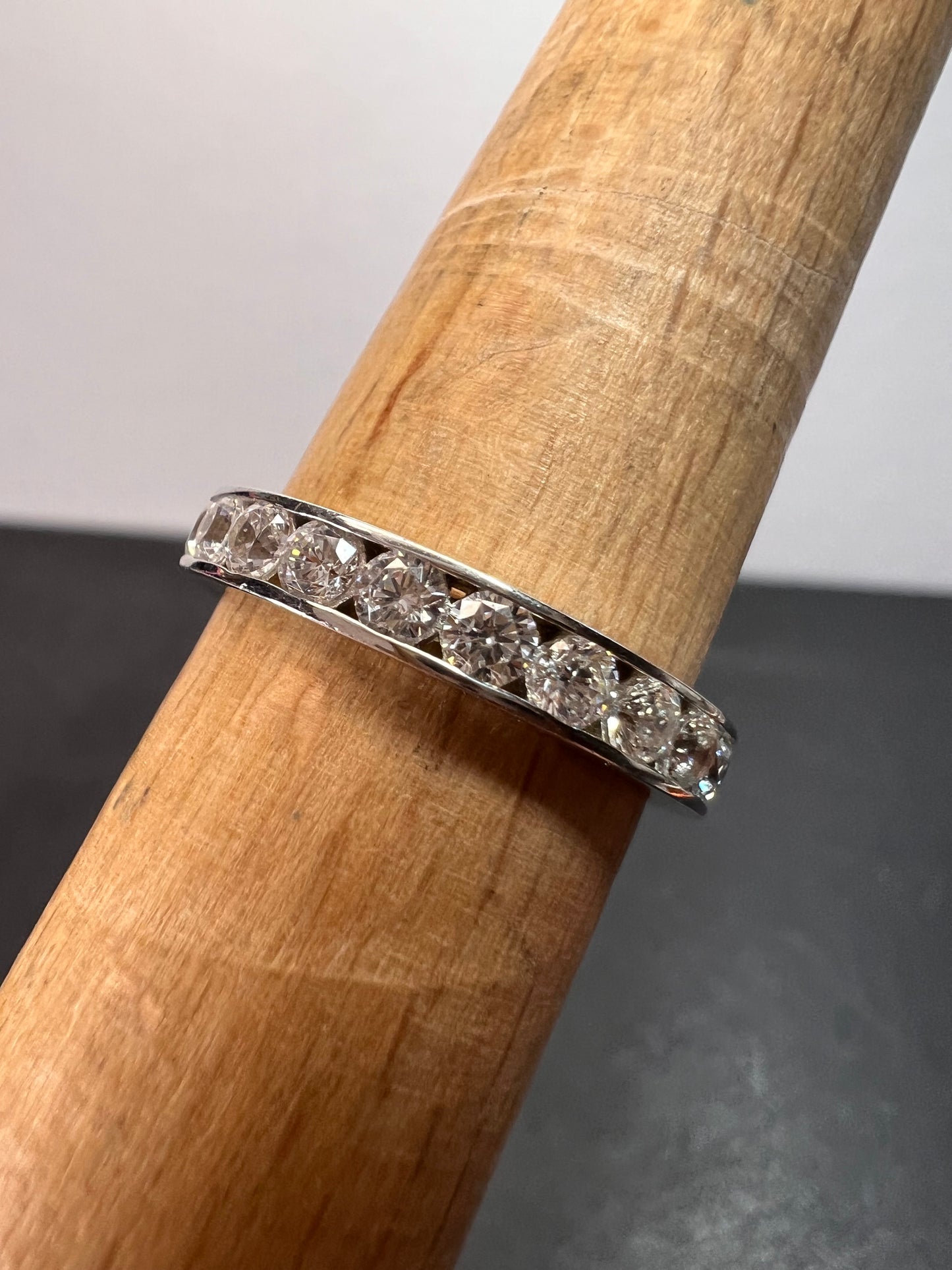 CZ eternity stacker band ring in rhodium over sterling silver size 8