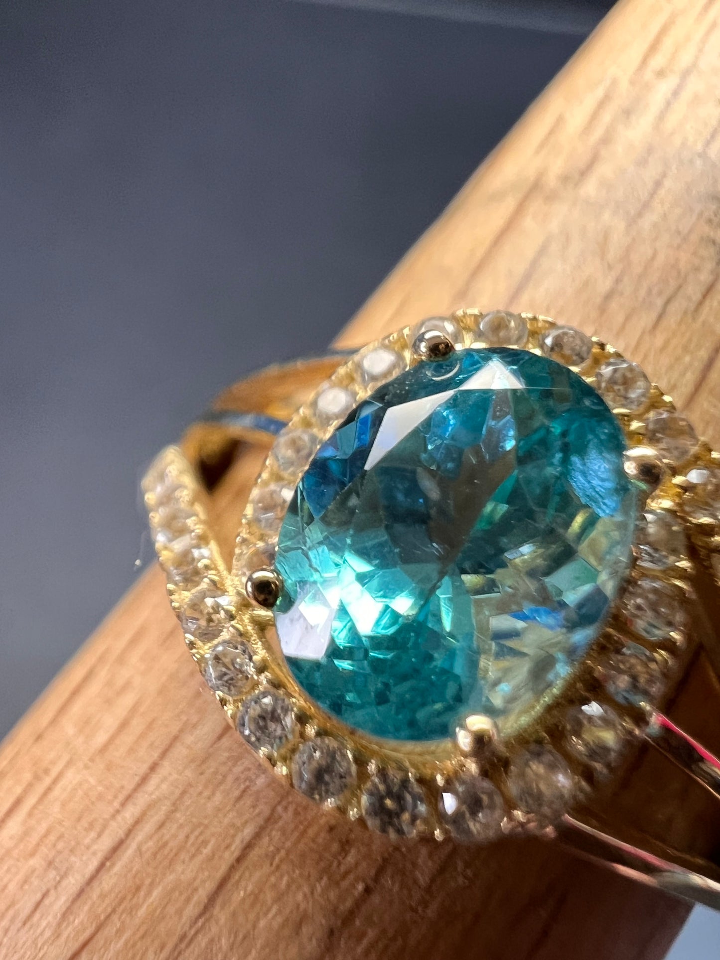 14k gold Paraiba apatite ring size 9