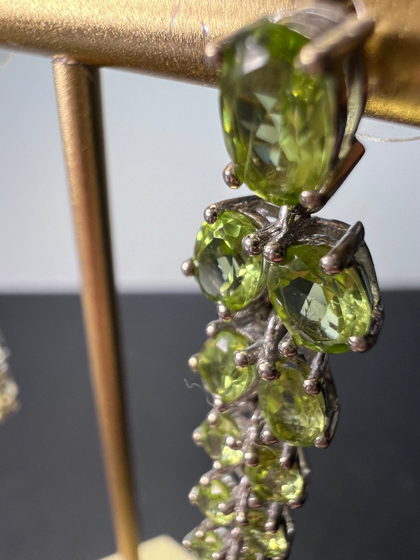 Peridot sterling silver chandelier earrings