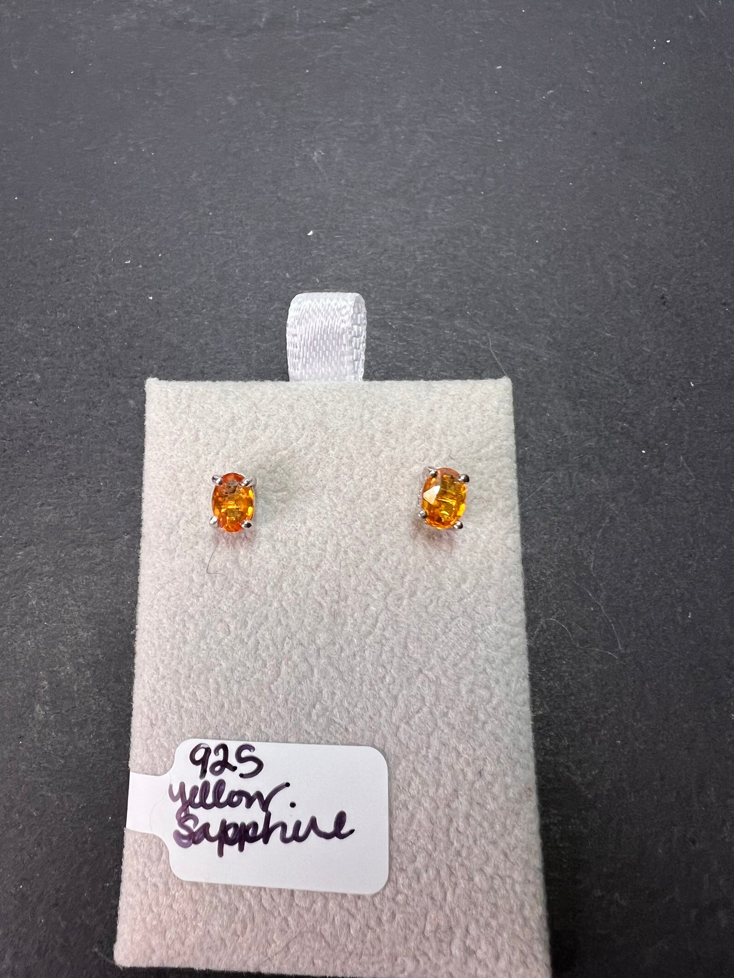 Yellow sapphire sterling silver stud earrings