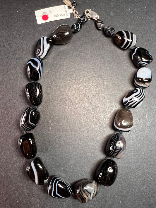 NEW Botswana agate 18 inch necklace with sterling silver clasp