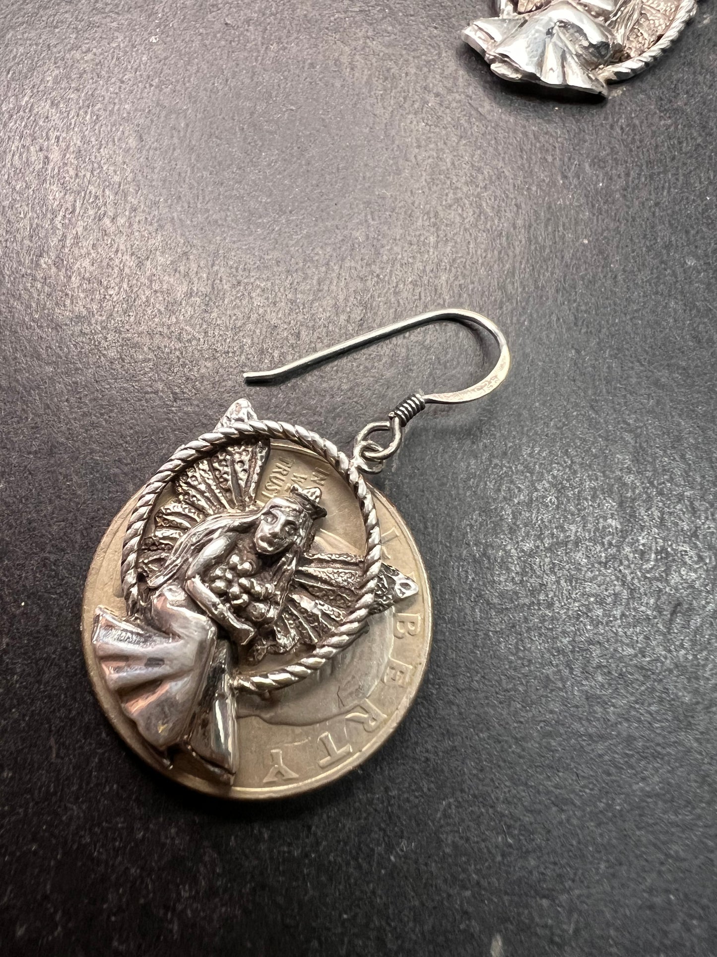 Vintage Sterling Silver Fairy Earrings • Detailed Wings & Floral Motif