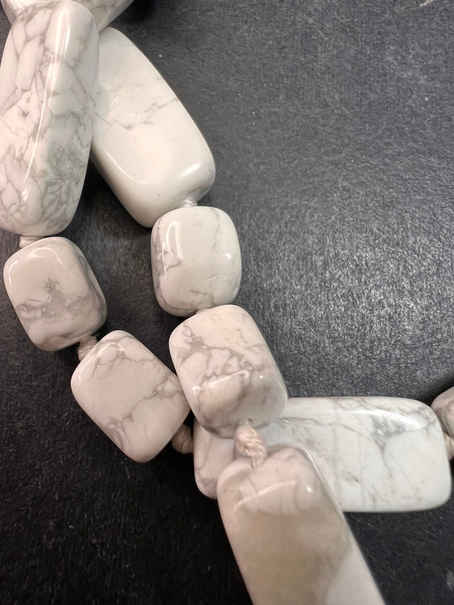 NEW howlite 36 inch knotted necklace with sterling silver clasp