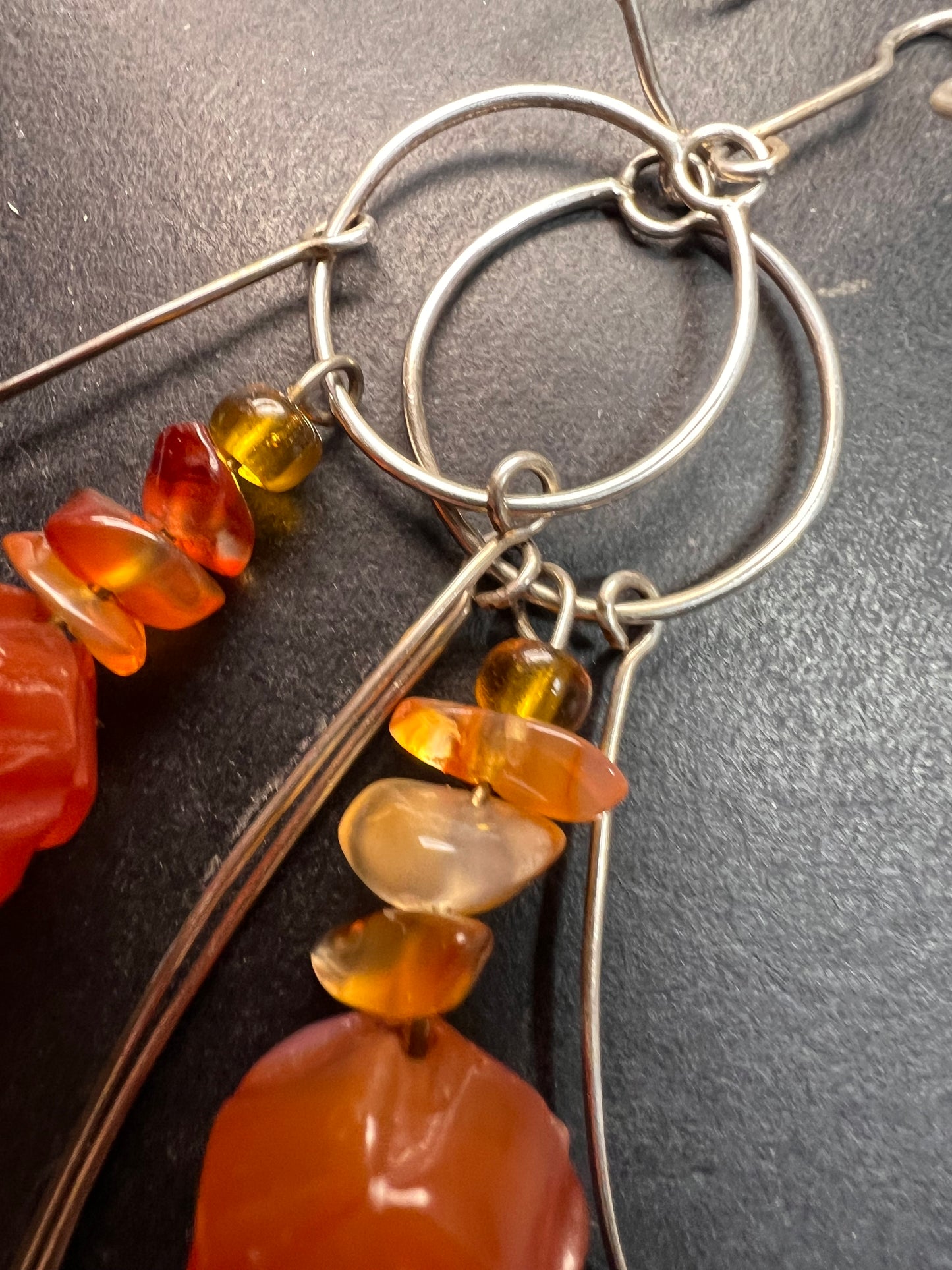 Vintage carnelian sterling silver dangle earrings