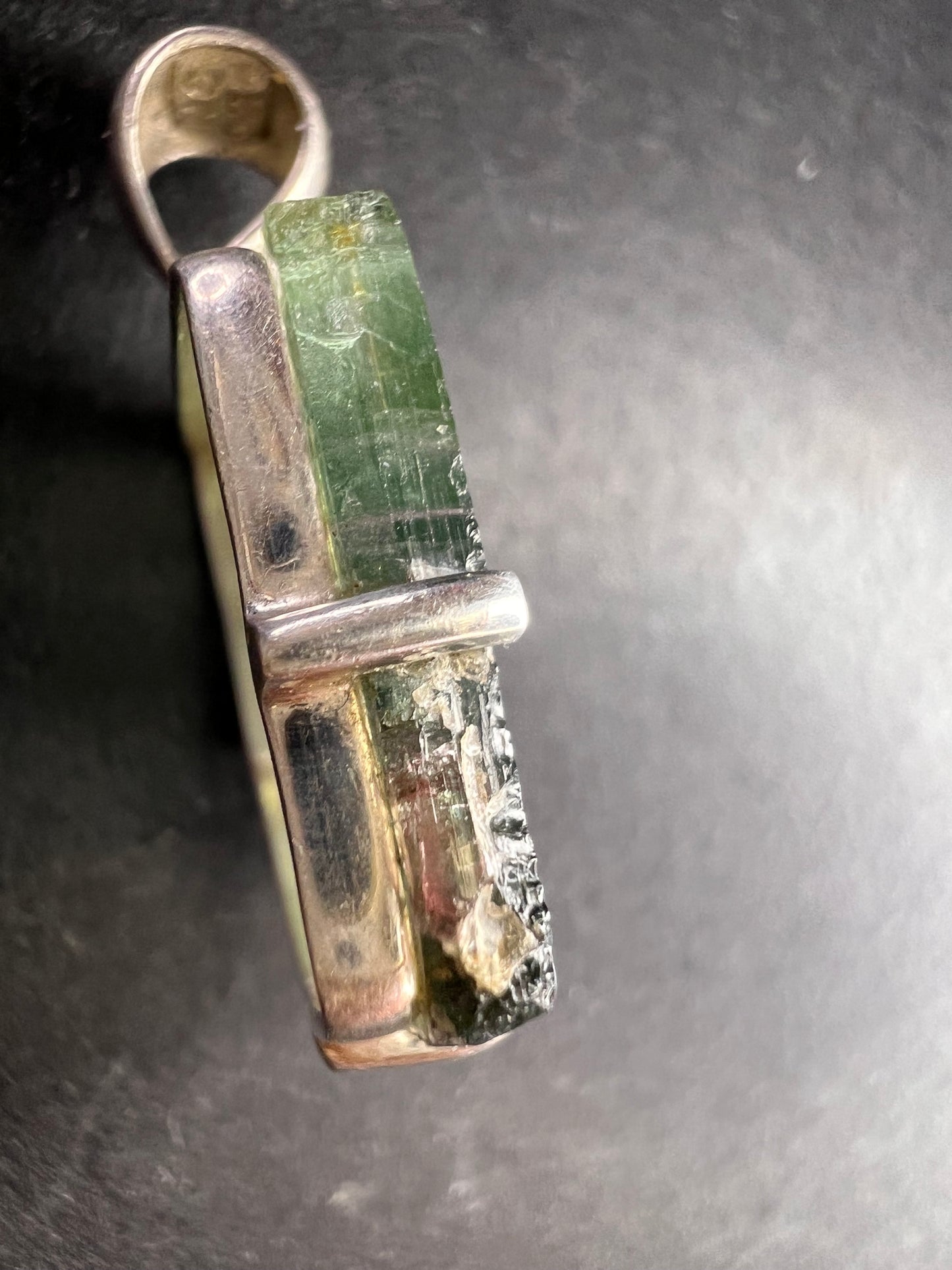 NEW Green teal tourmaline sterling silver pendant 3.16 grams
