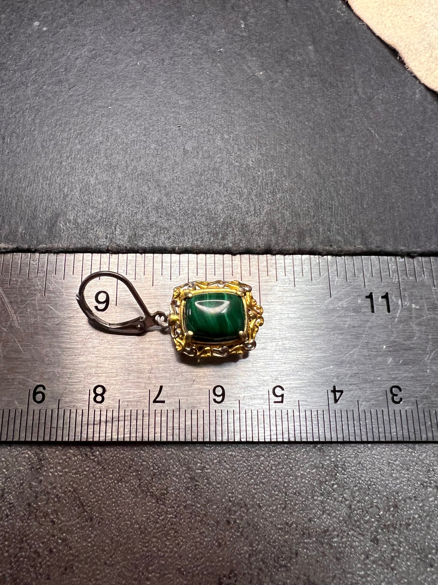 New Karis Platinum & 18K Gold Plated Malachite Leverback Earrings