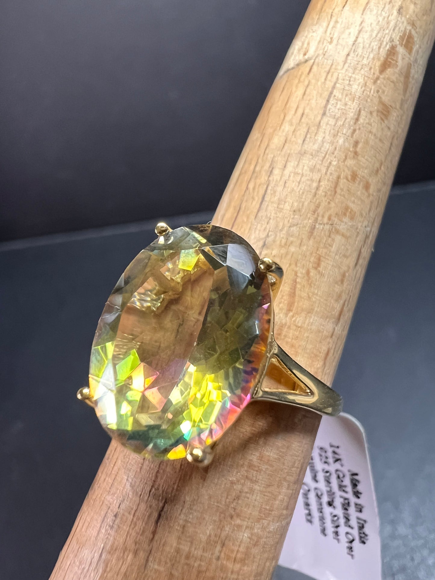 NEW Mystic Quartz ring in gold over sterling silver size 7