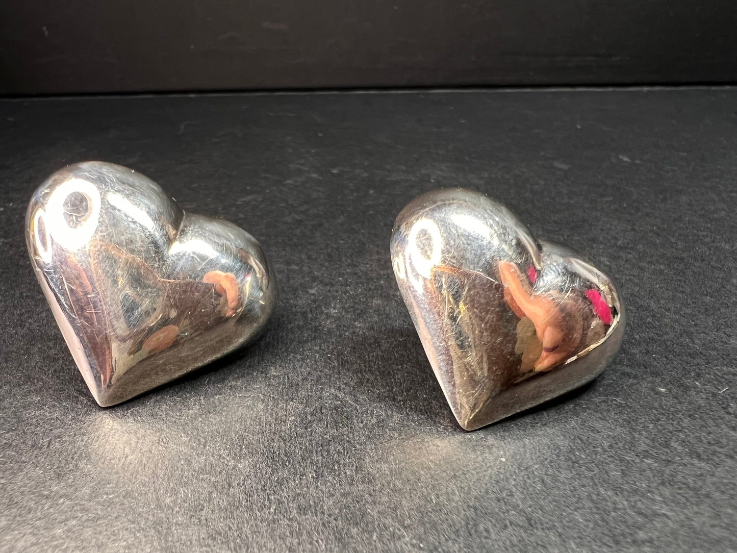 Vintage sterling silver puffy heart earrings