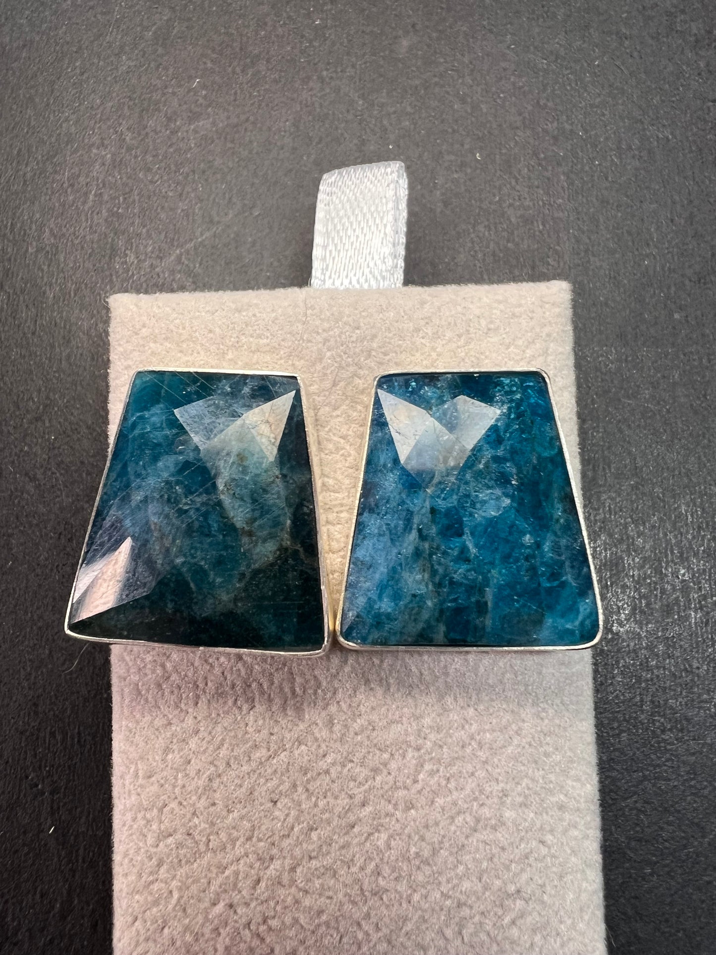 NEW Jay King blue apatite geometric sterling silver earrings