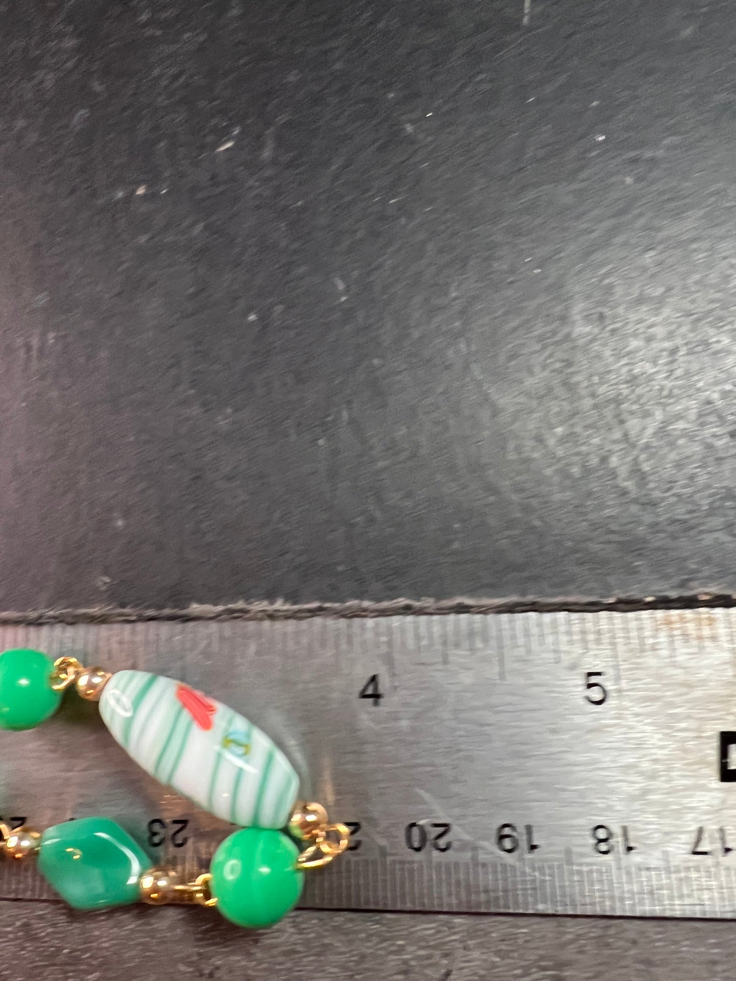 Vintage 32" Italian Murano Art Glass Green Floral Beaded Necklace