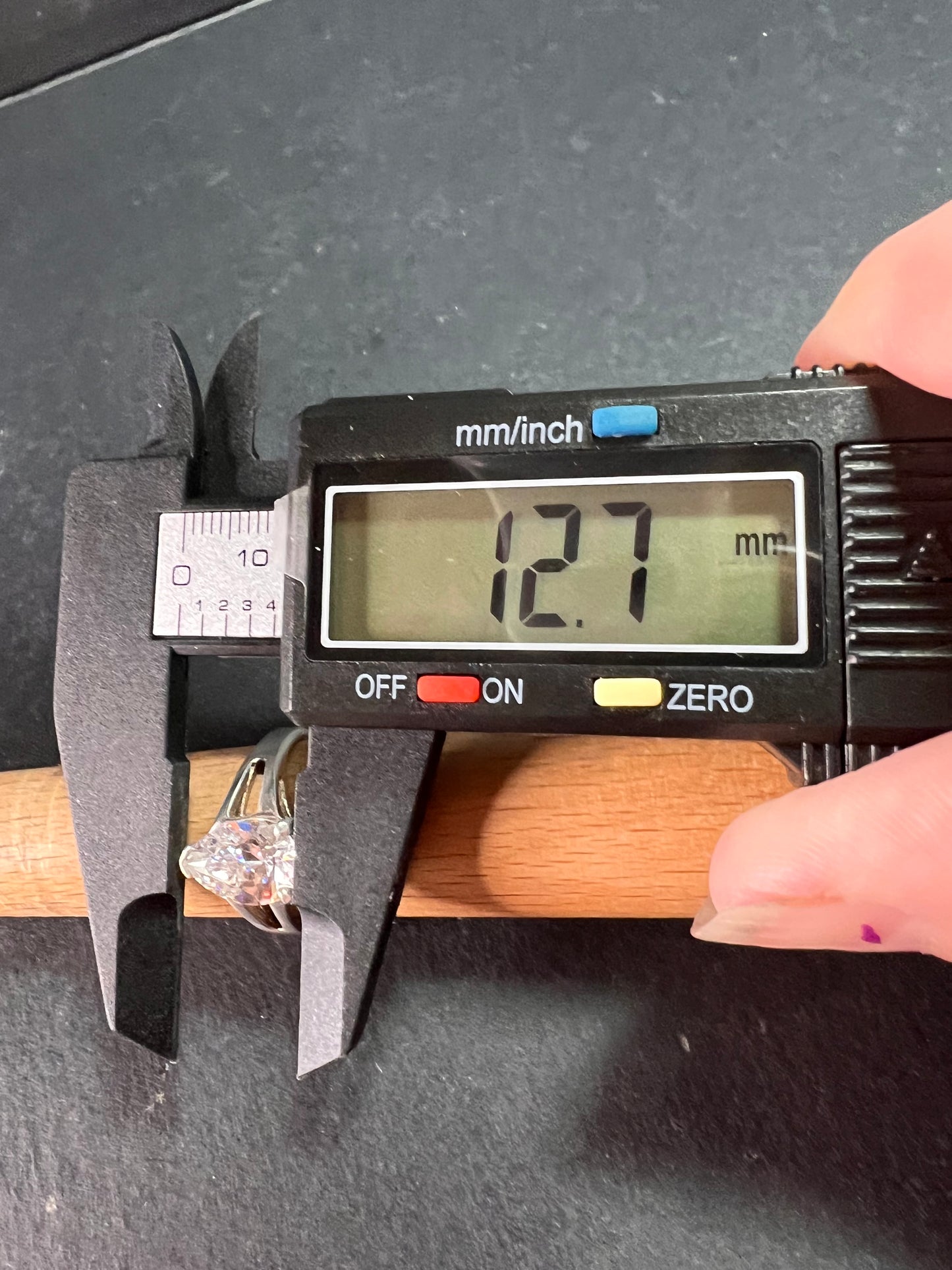 Vintage CZ Pear Solitaire in Sterling Silver, Open Gallery Split Shank, Size 9