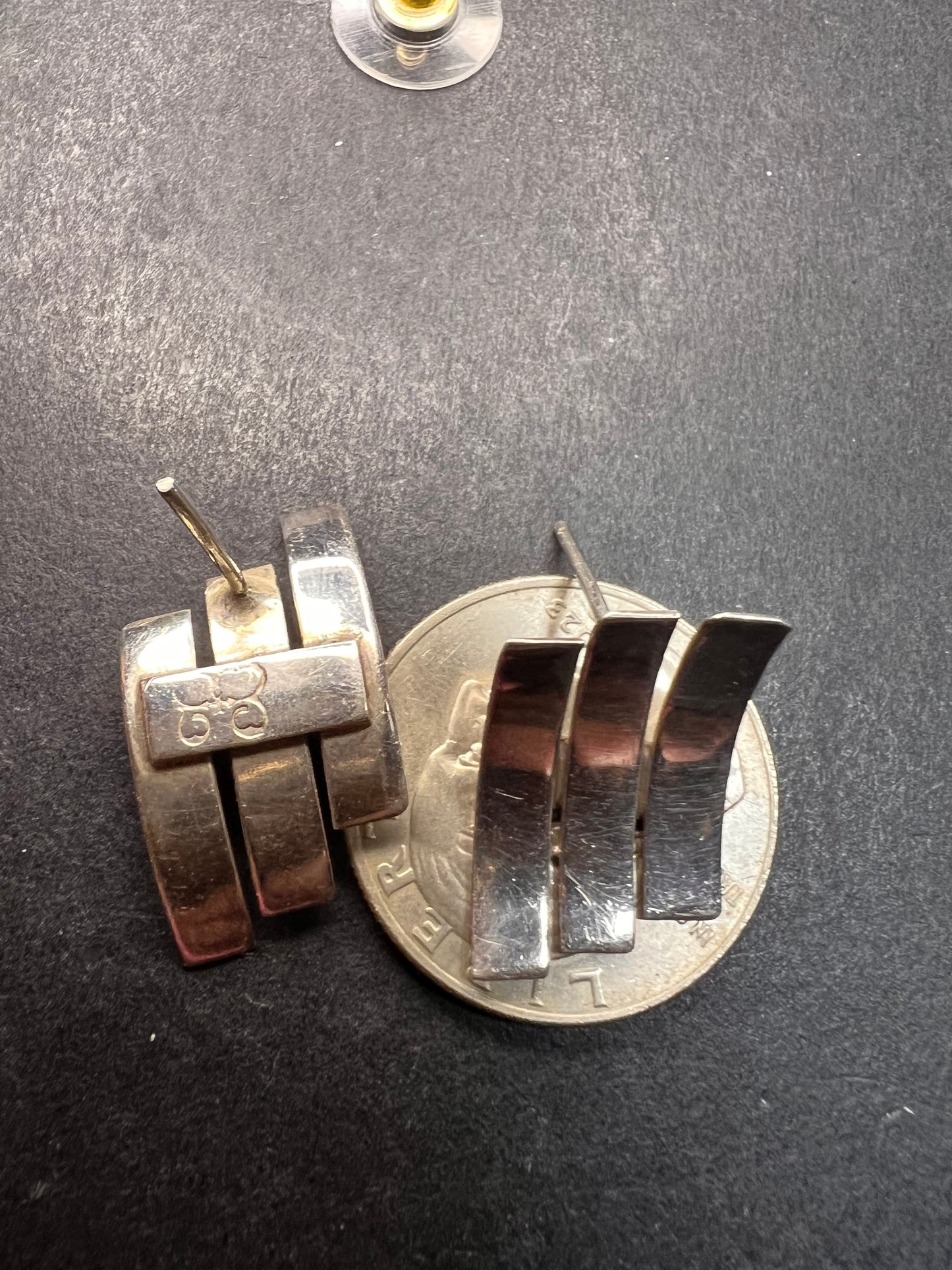 Vintage Los Ballesteros modernist sterling silver earrings Taxco