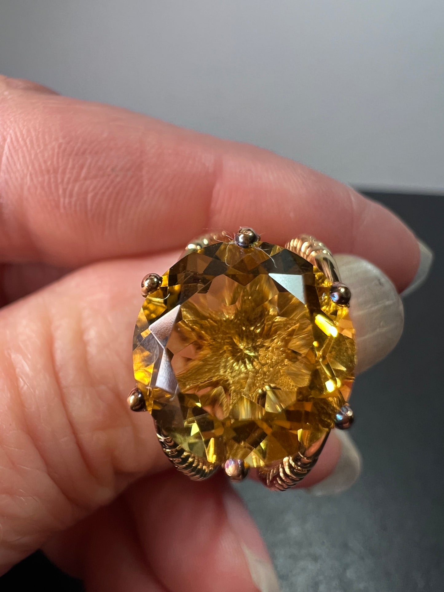 Golden spinel vermeil ring size 9