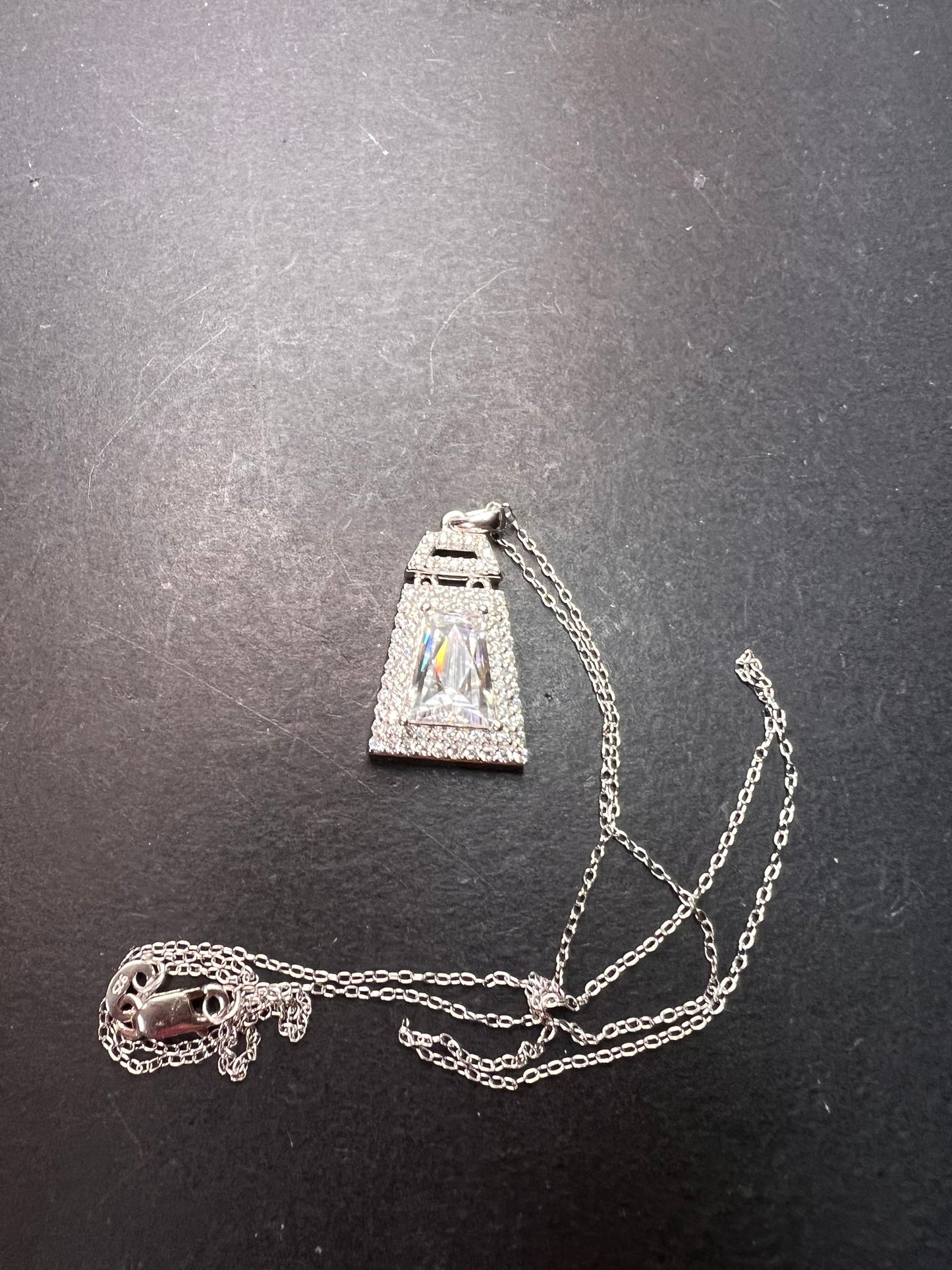 Tycoon CZ sterling silver pendant and chain necklace