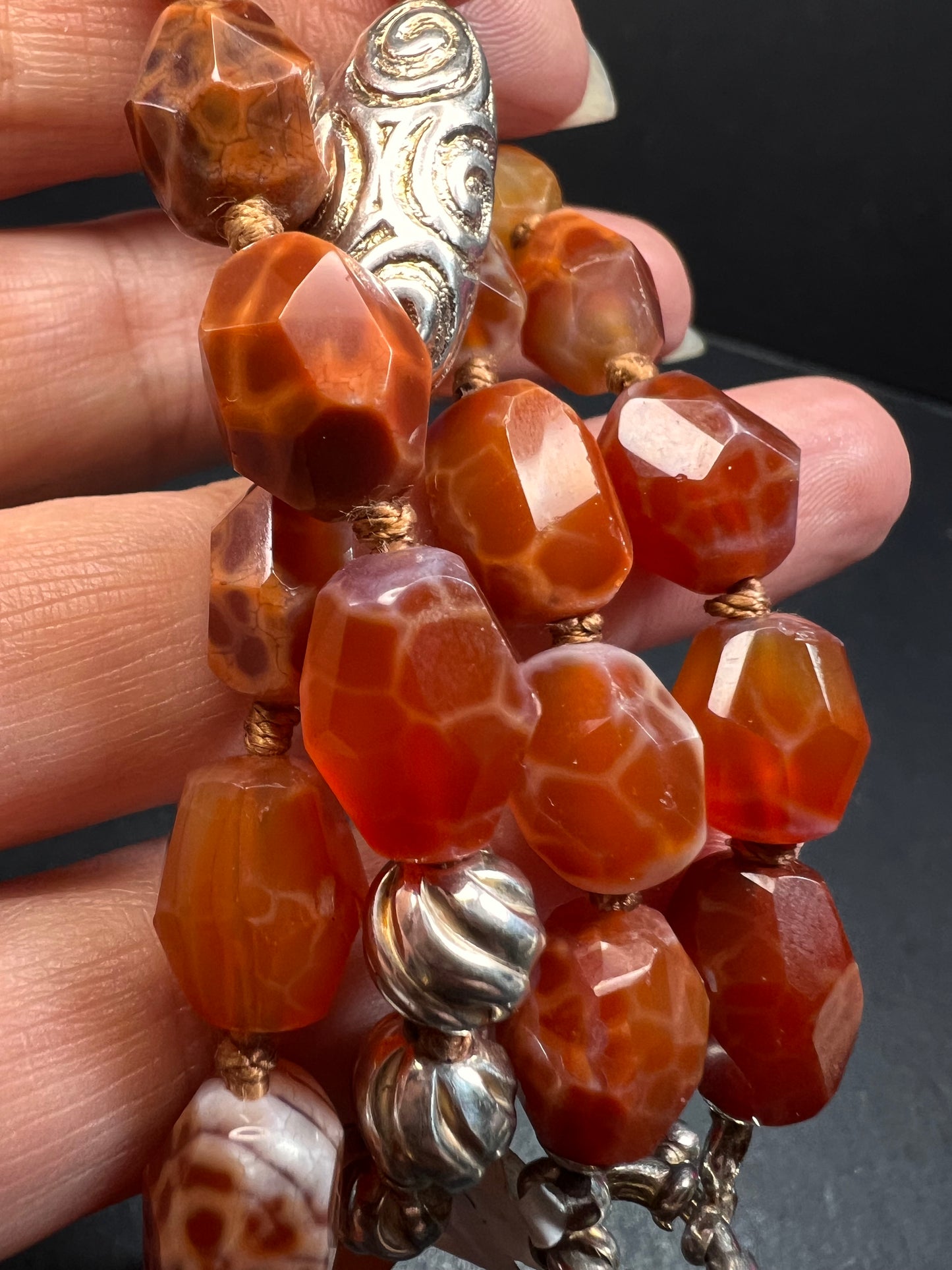 NEW fire agate Sterling silver necklace