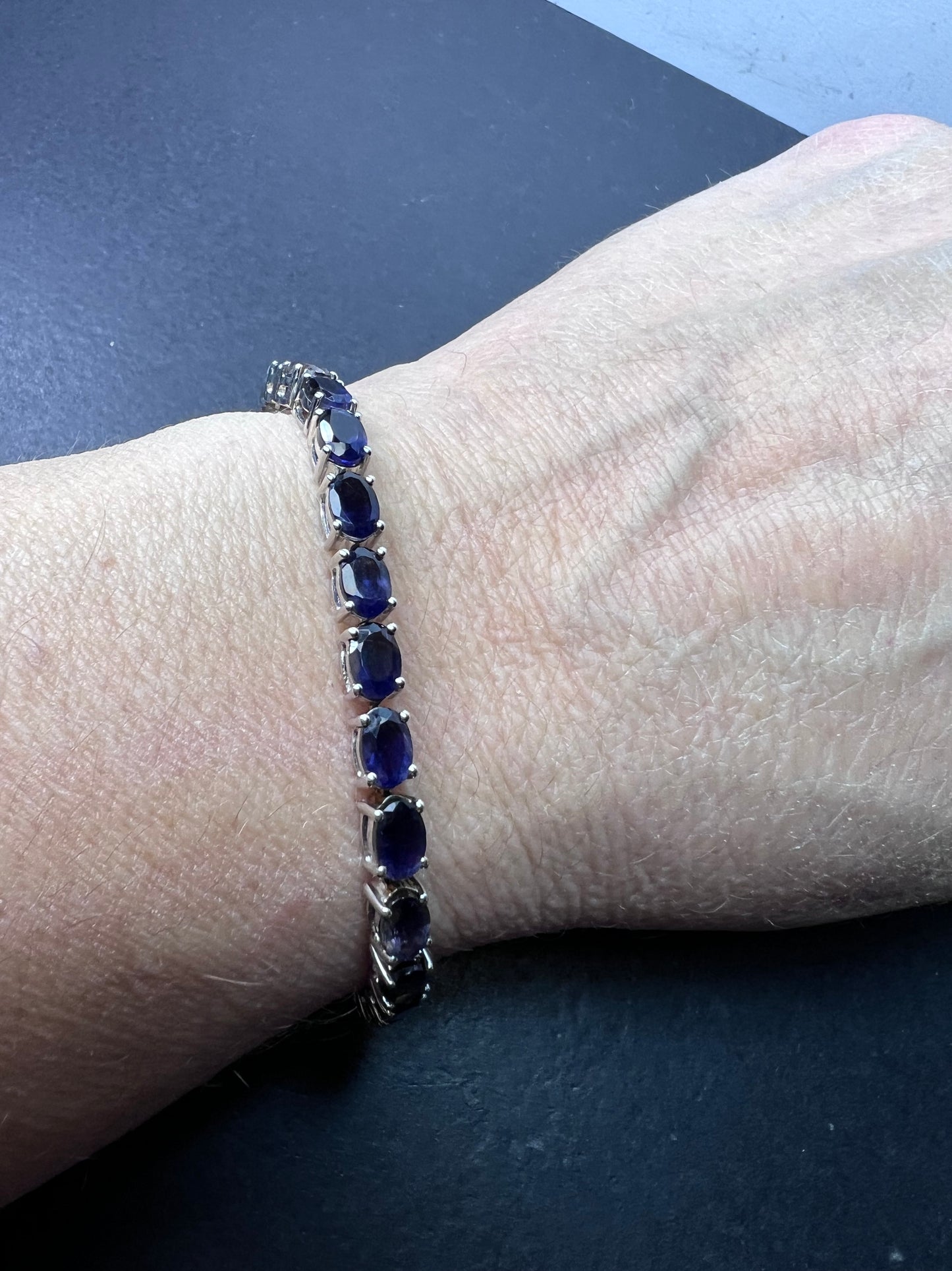 Iolite tennis bracelet in sterling silver 8 inch