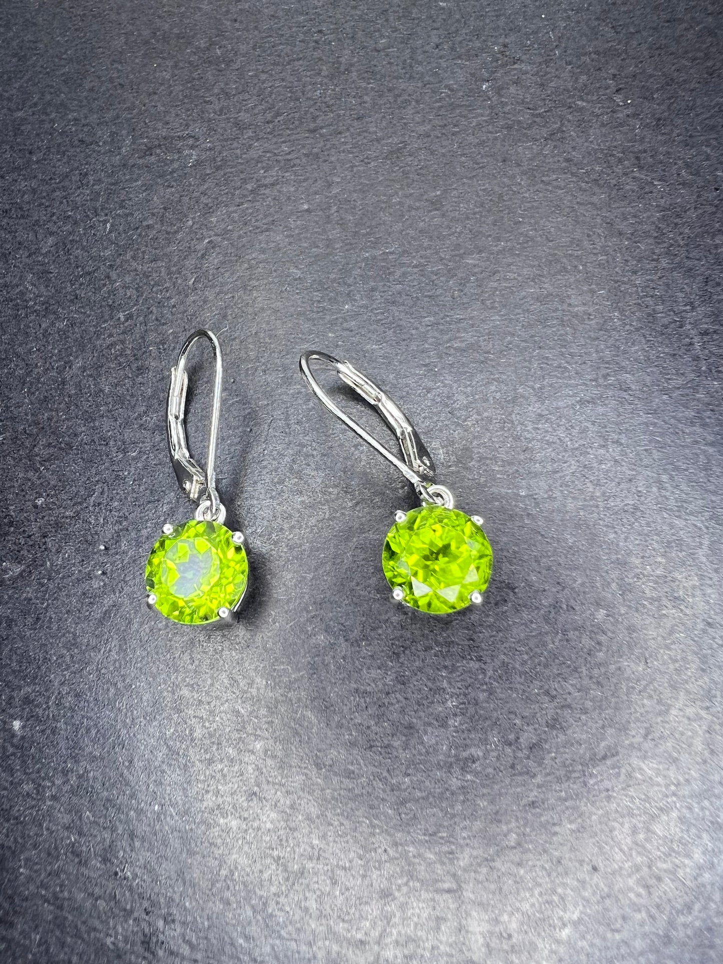 Green Peridot Sterling Silver Solitaire Earrings